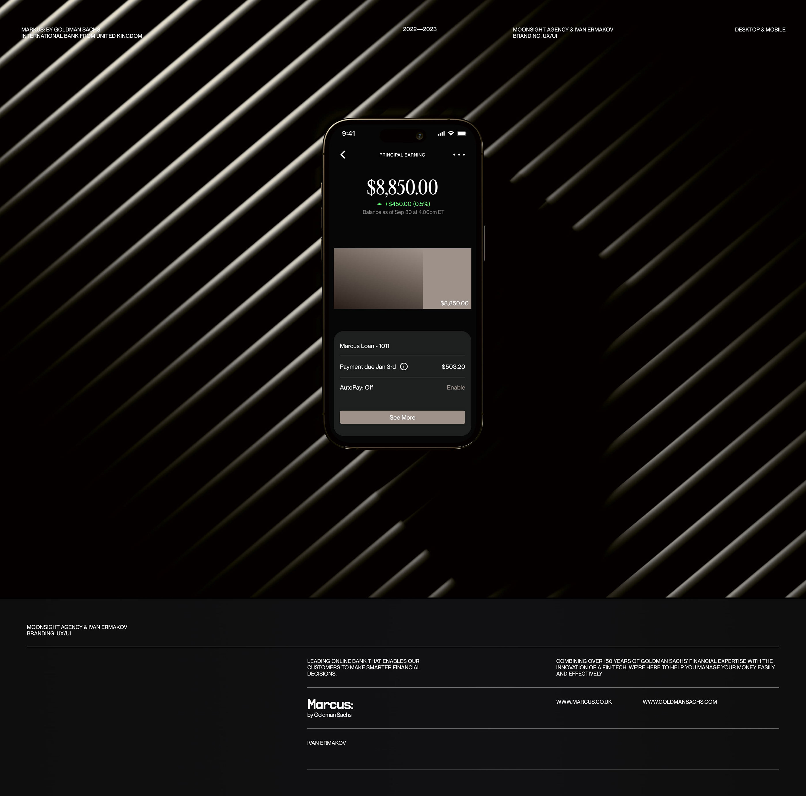Markus by Goldman Sachs: Branding & UX/UI — Изображение №1 — Интерфейсы, Брендинг на Dprofile