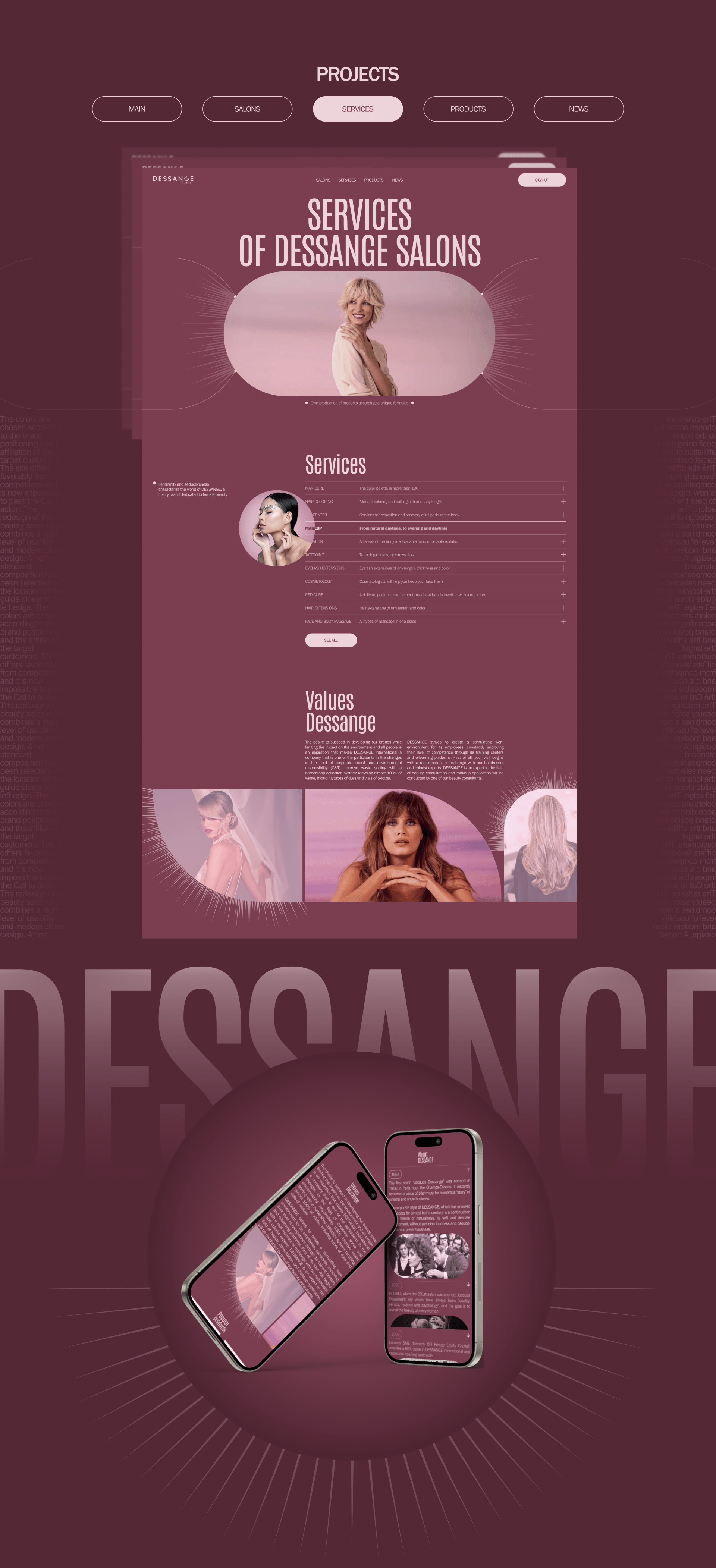 Corporate website DESSANGE — Изображение №3 — Интерфейсы на Dprofile