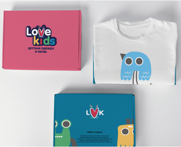 Фирменный стиль для магазина детской одежды LOVE kids — Брендинг на Dprofile