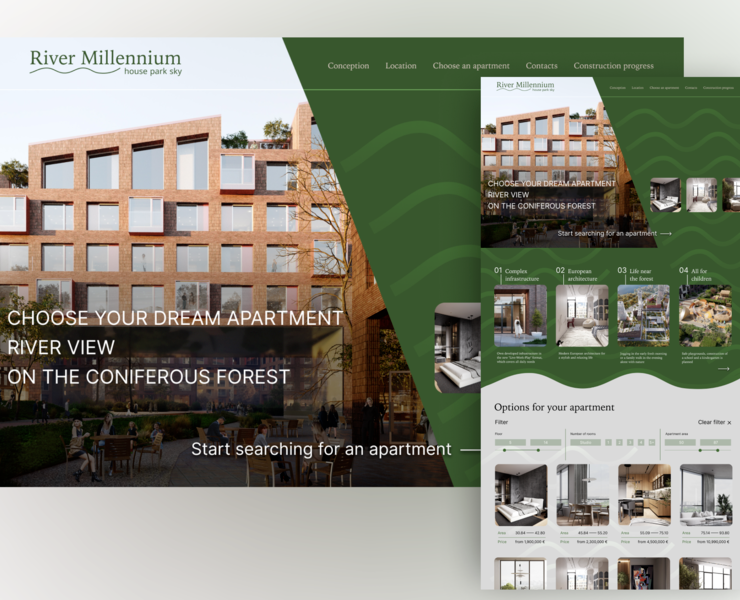 River Millennium - главная страница ЖК — Интерфейсы на Dprofile