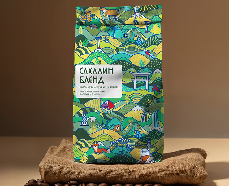 Упаковка для кофе Сахалин бленд — Брендинг, Графика на Dprofile