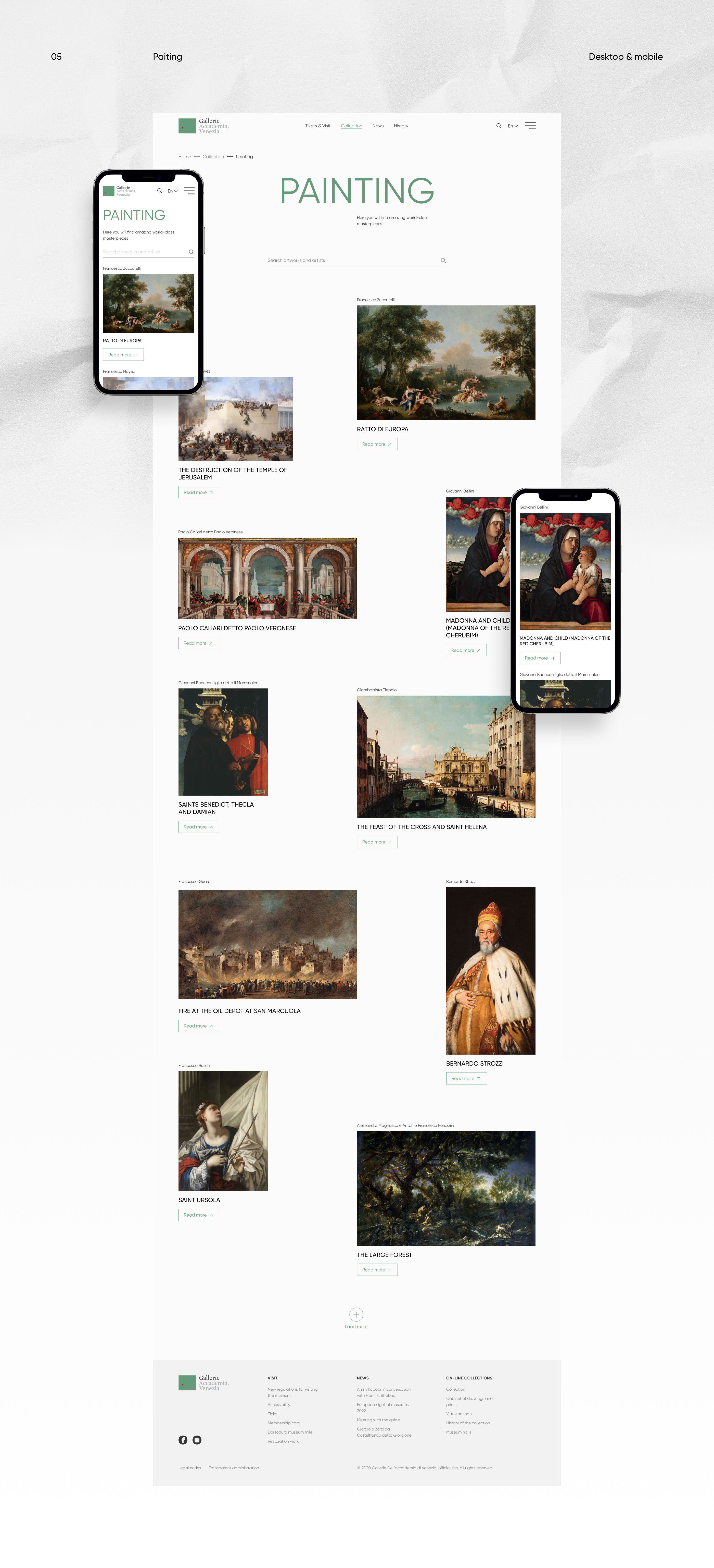 Gallerie dell'Accademia - website redesign concept — Изображение №8 — Интерфейсы, Брендинг на Dprofile