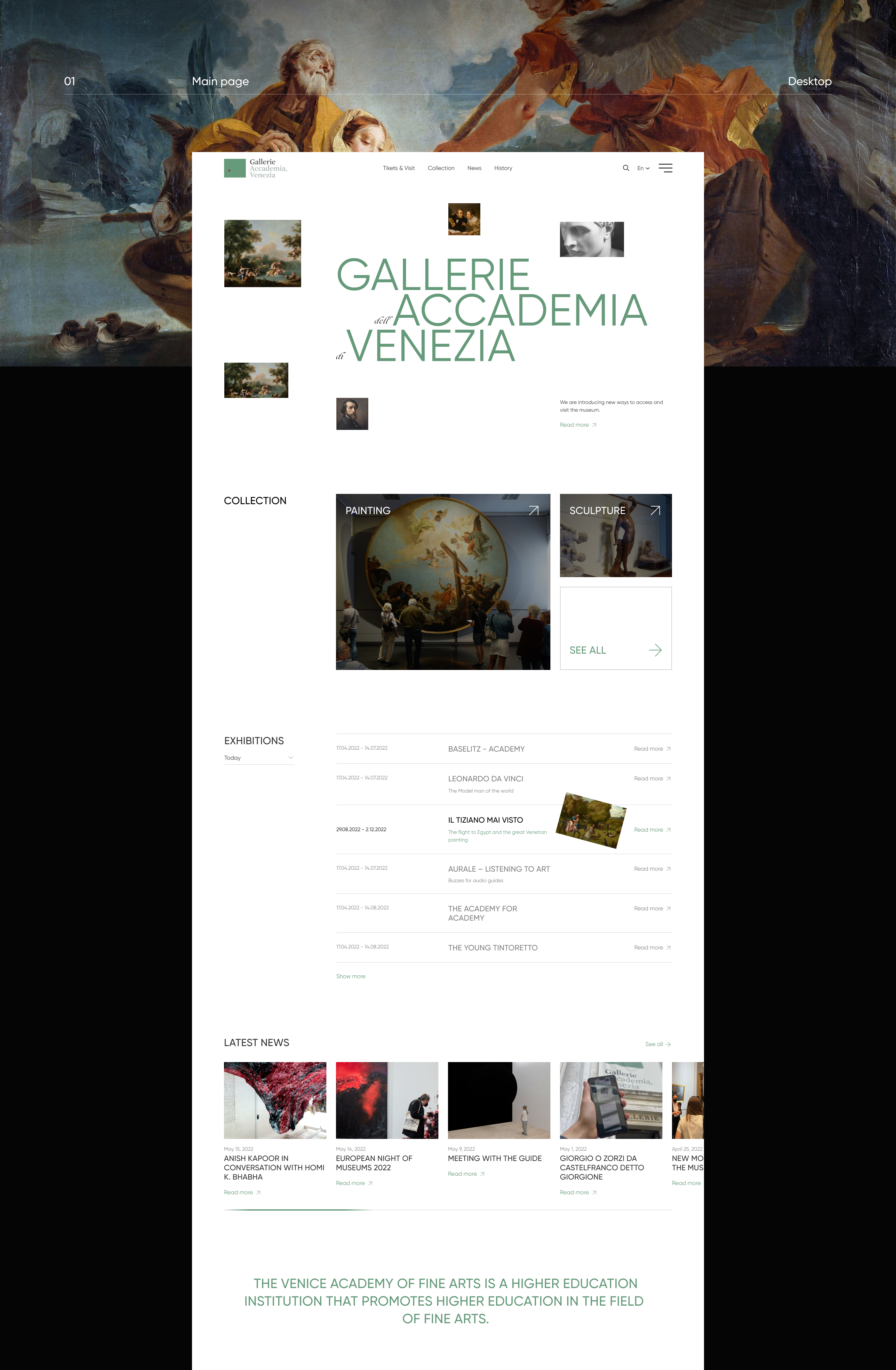 Gallerie dell'Accademia - website redesign concept — Изображение №2 — Интерфейсы, Брендинг на Dprofile