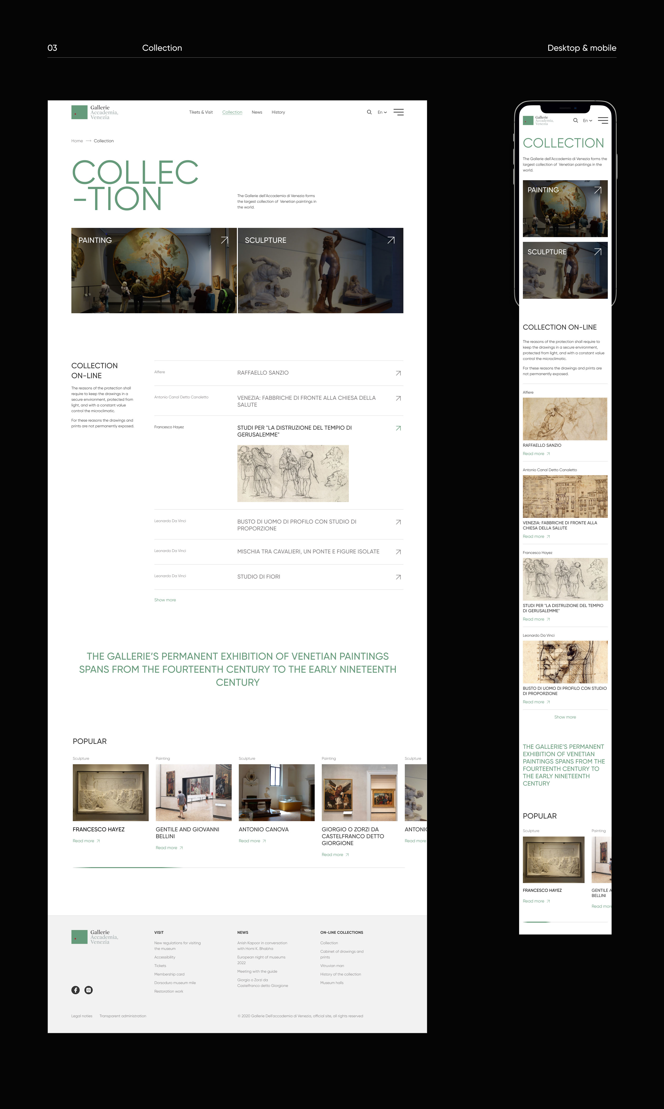 Gallerie dell'Accademia - website redesign concept — Изображение №6 — Интерфейсы, Брендинг на Dprofile
