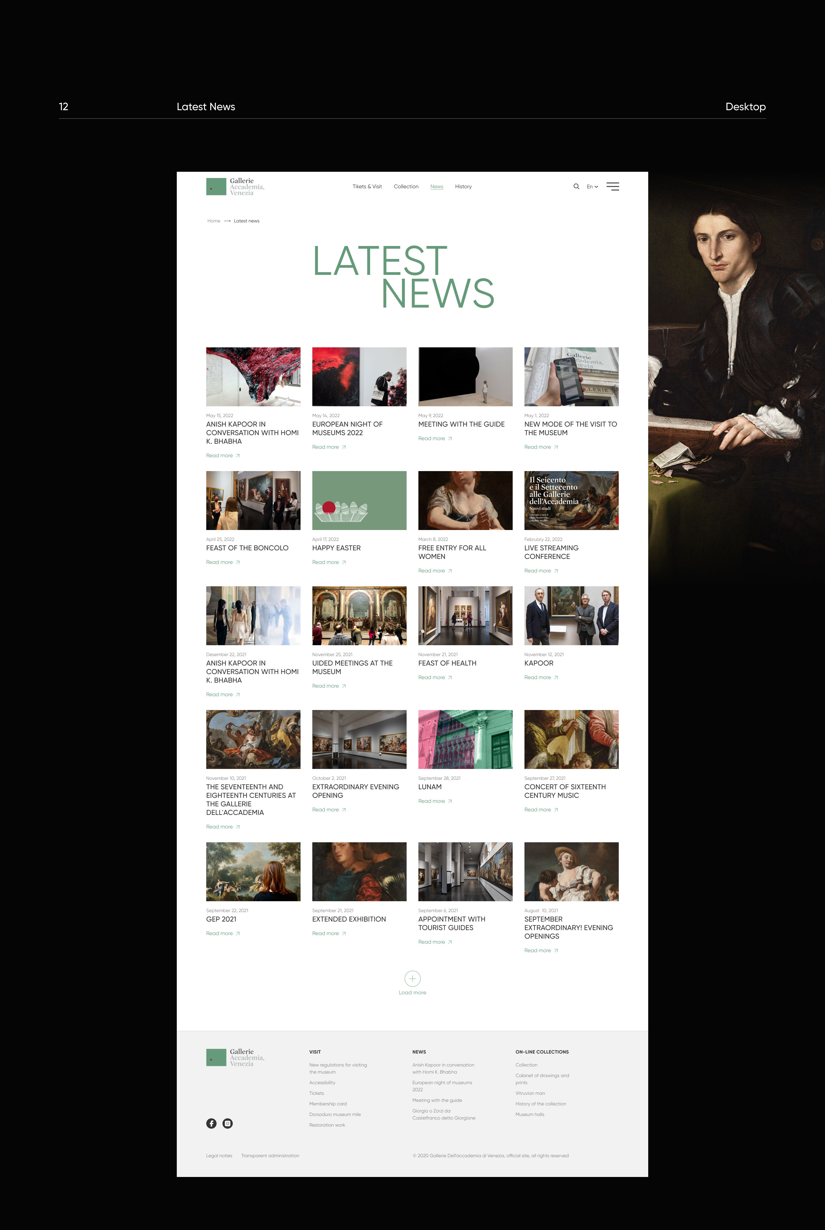 Gallerie dell'Accademia - website redesign concept — Изображение №14 — Интерфейсы, Брендинг на Dprofile