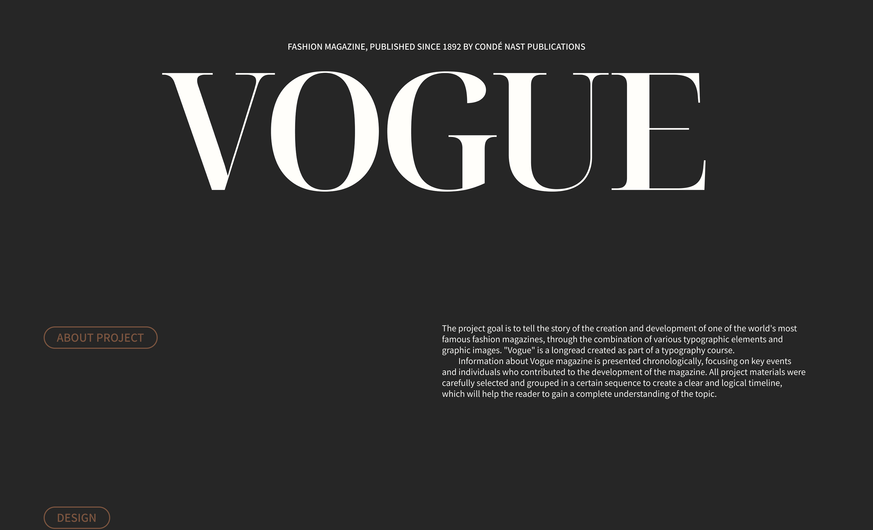 VOGUE MAGAZINE longread website design — Изображение №1 — Интерфейсы на Dprofile