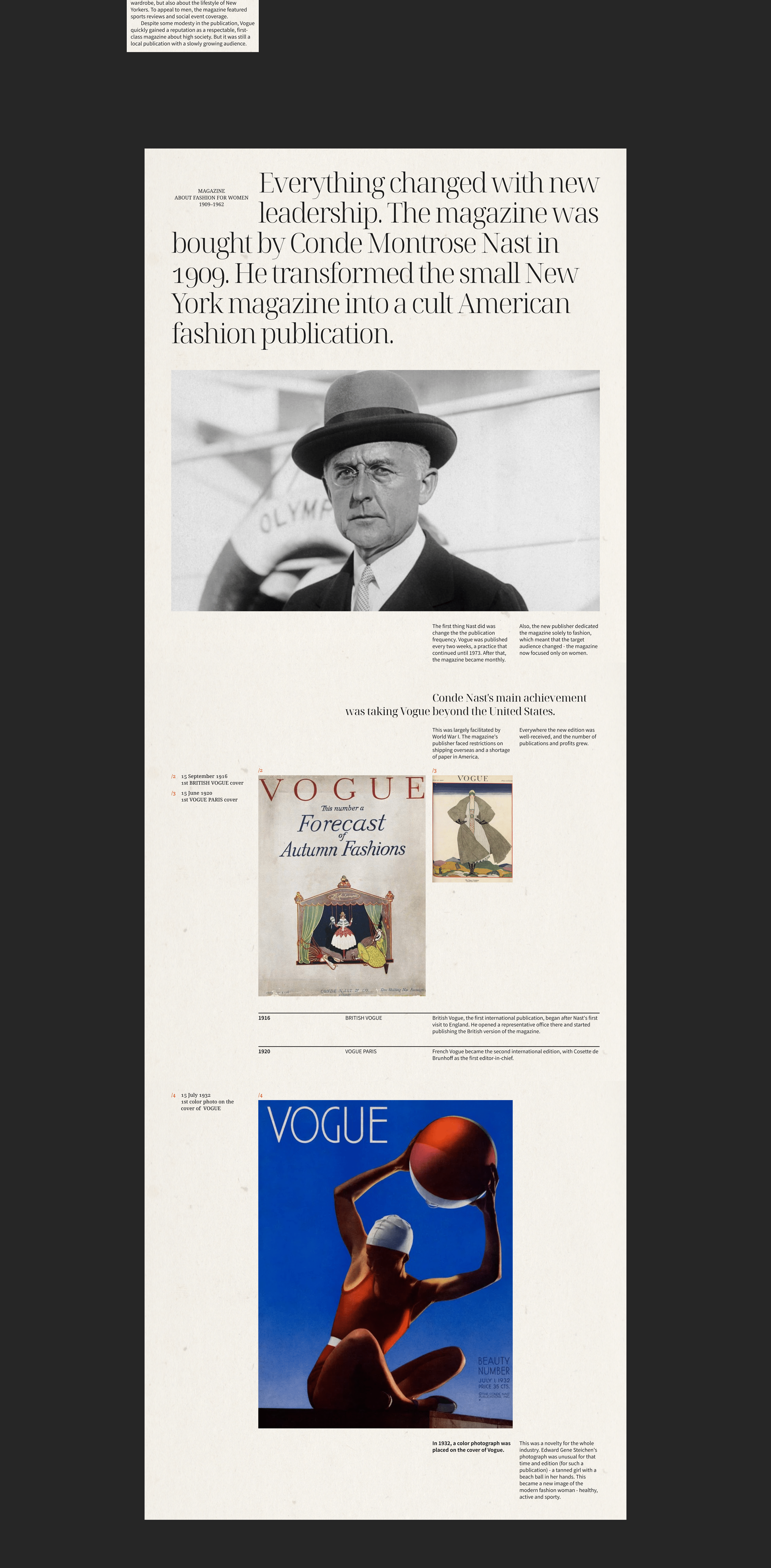 VOGUE MAGAZINE longread website design — Изображение №3 — Интерфейсы на Dprofile