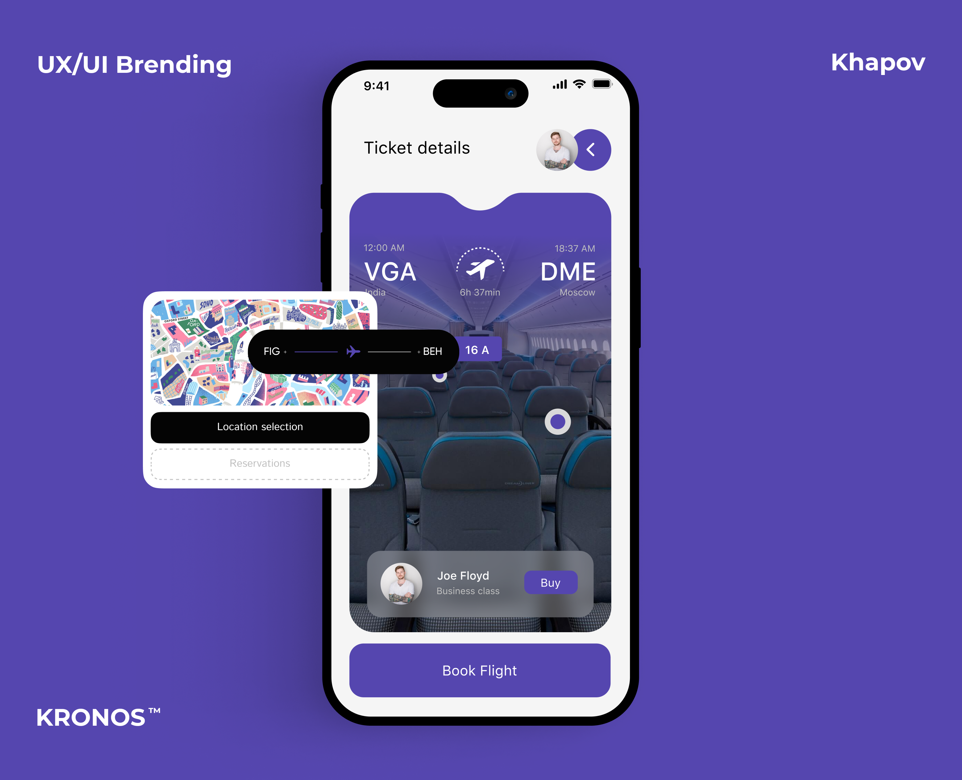 Kronos - Airplane travel mobile app | UX/UI — Интерфейсы на Dprofile