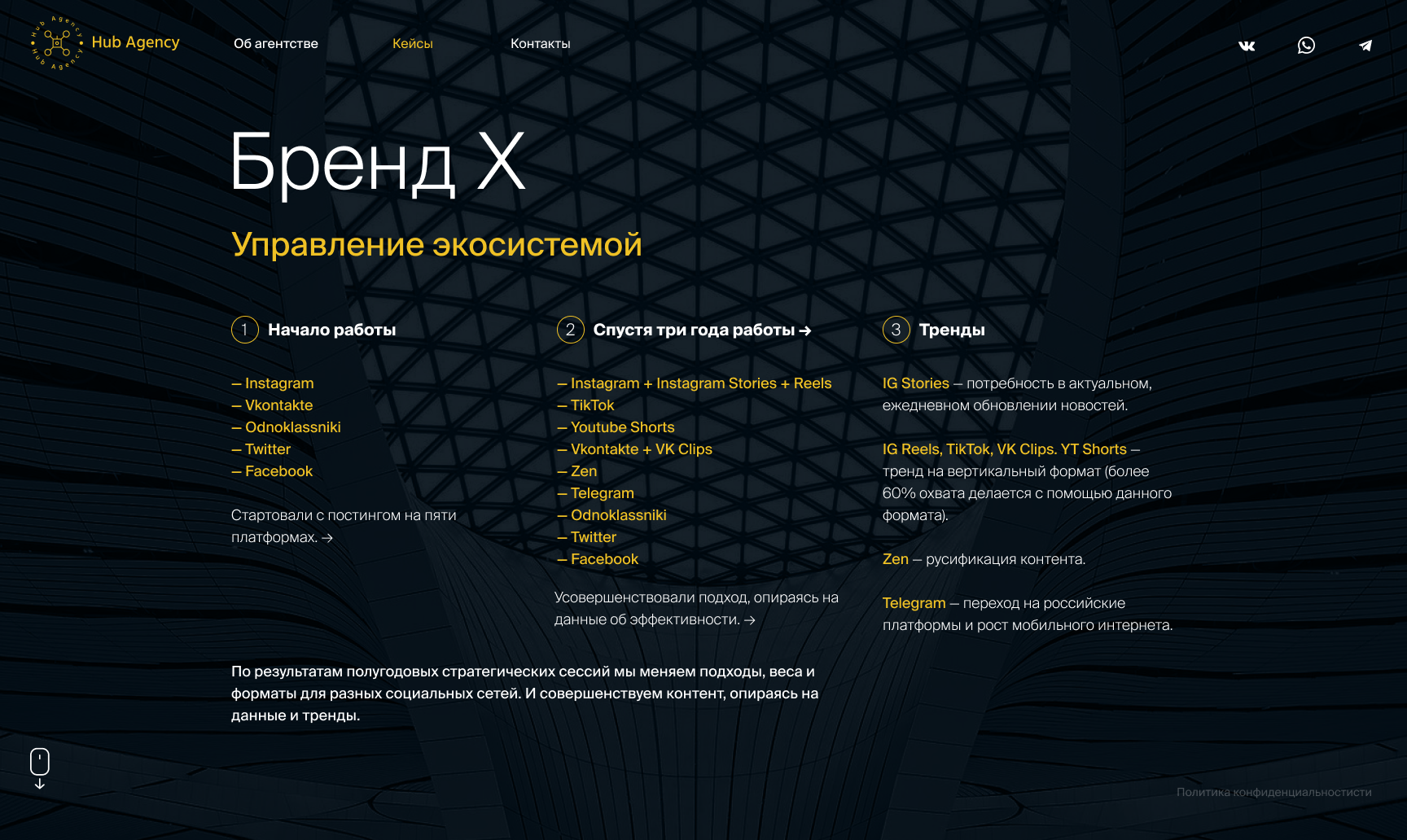 «Hub Agency» — промо-сайт — Изображение №9 — Интерфейсы, Маркетинг на Dprofile