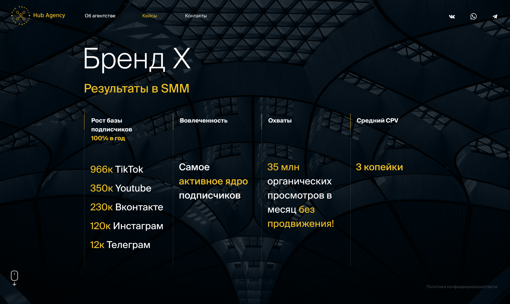 «Hub Agency» — промо-сайт — Изображение №11 — Интерфейсы, Маркетинг на Dprofile