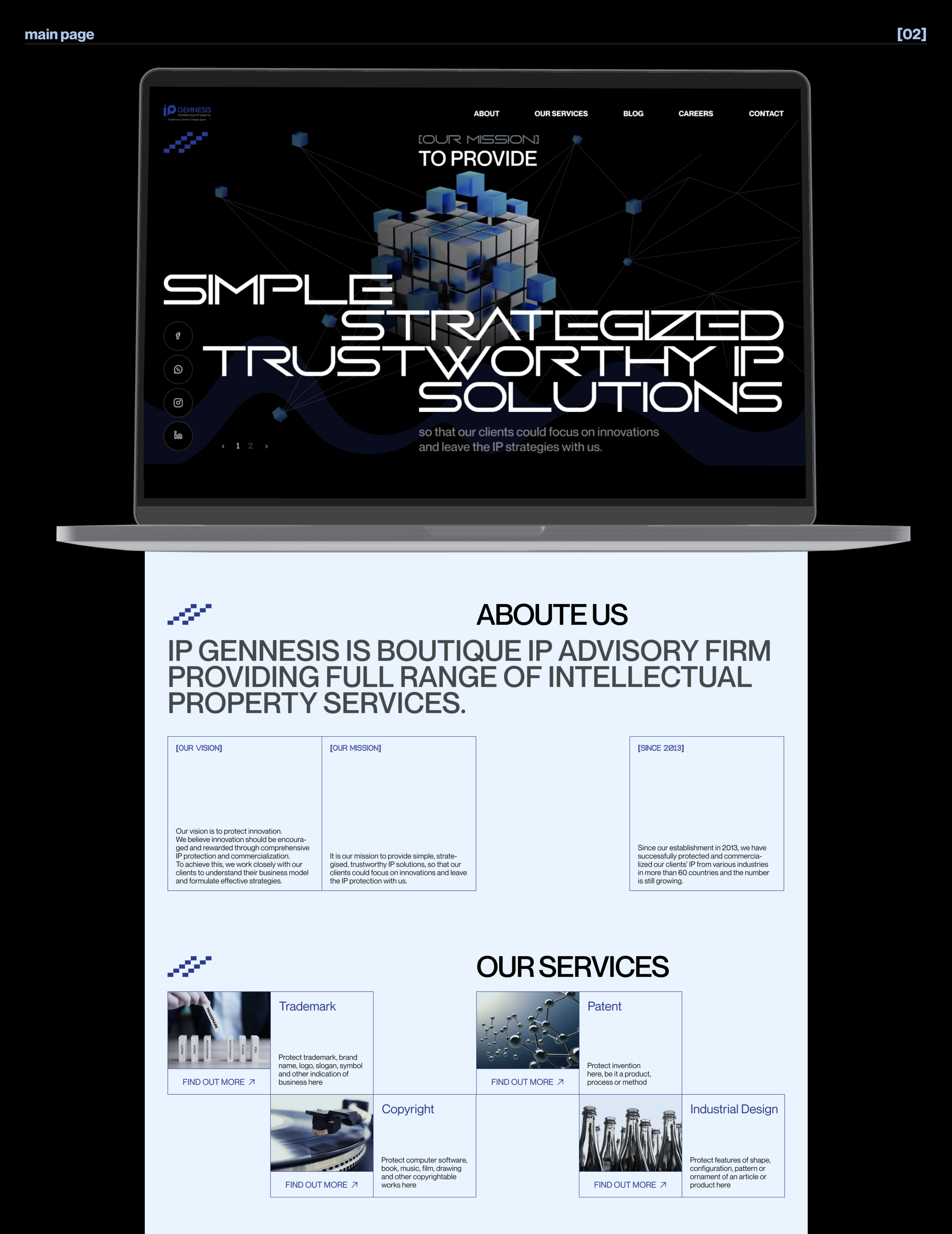 IP GENNESIS/corporate website — Изображение №2 — Интерфейсы, Анимация на Dprofile