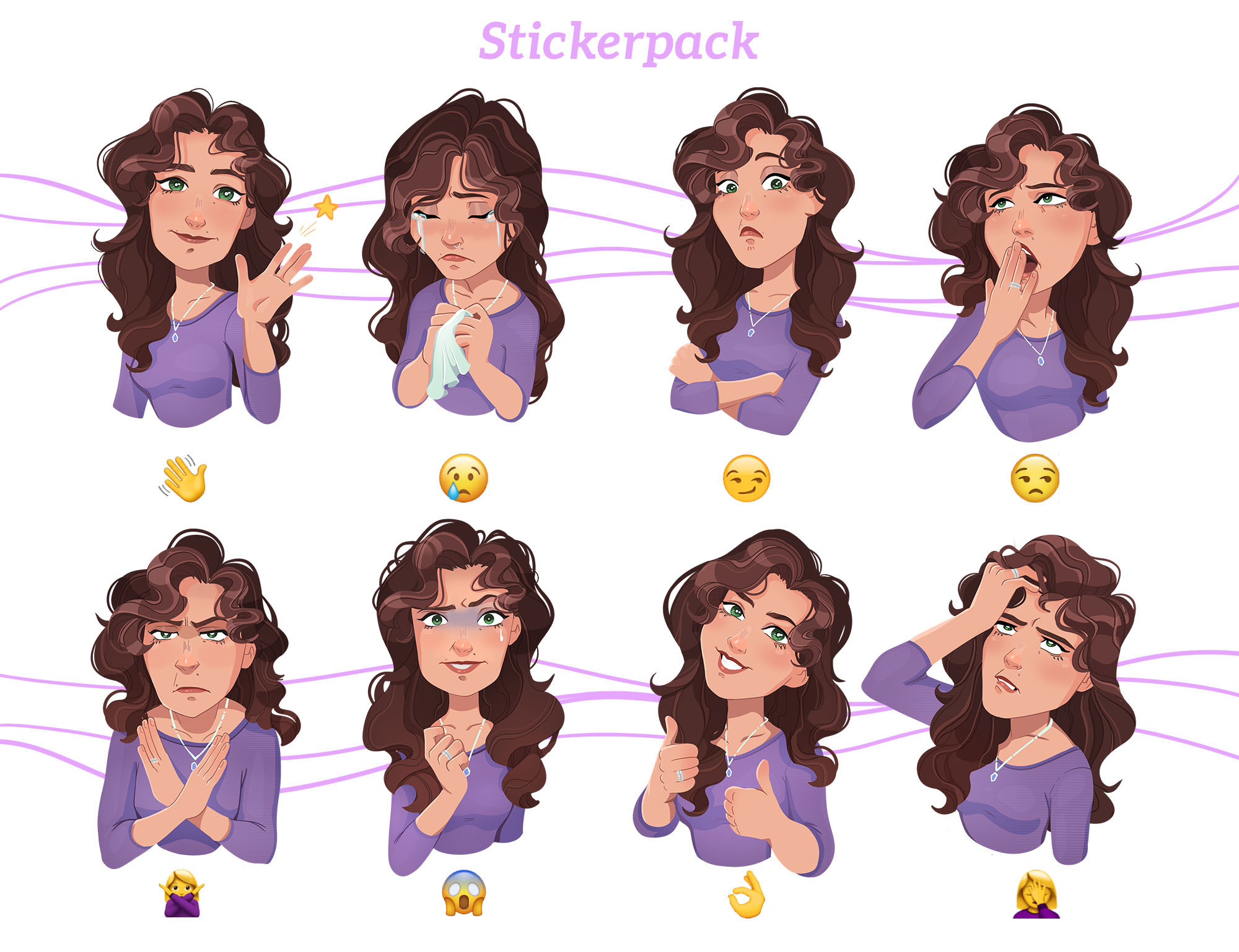 Kate. Personal stickerpack for Telegram — Изображение №5 — Иллюстрация на Dprofile