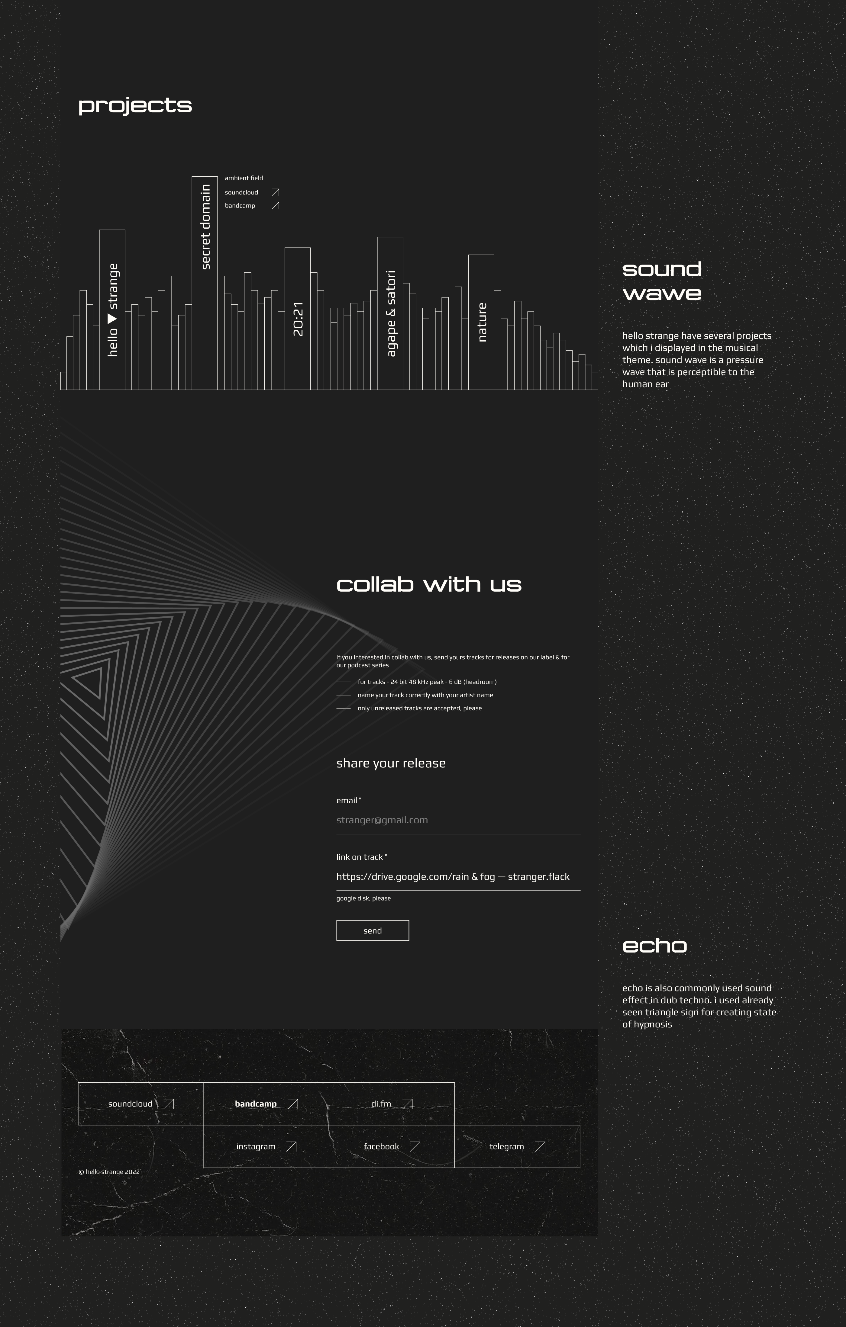 minimalism ui/ux landing for music label — Изображение №5 — Интерфейсы на Dprofile
