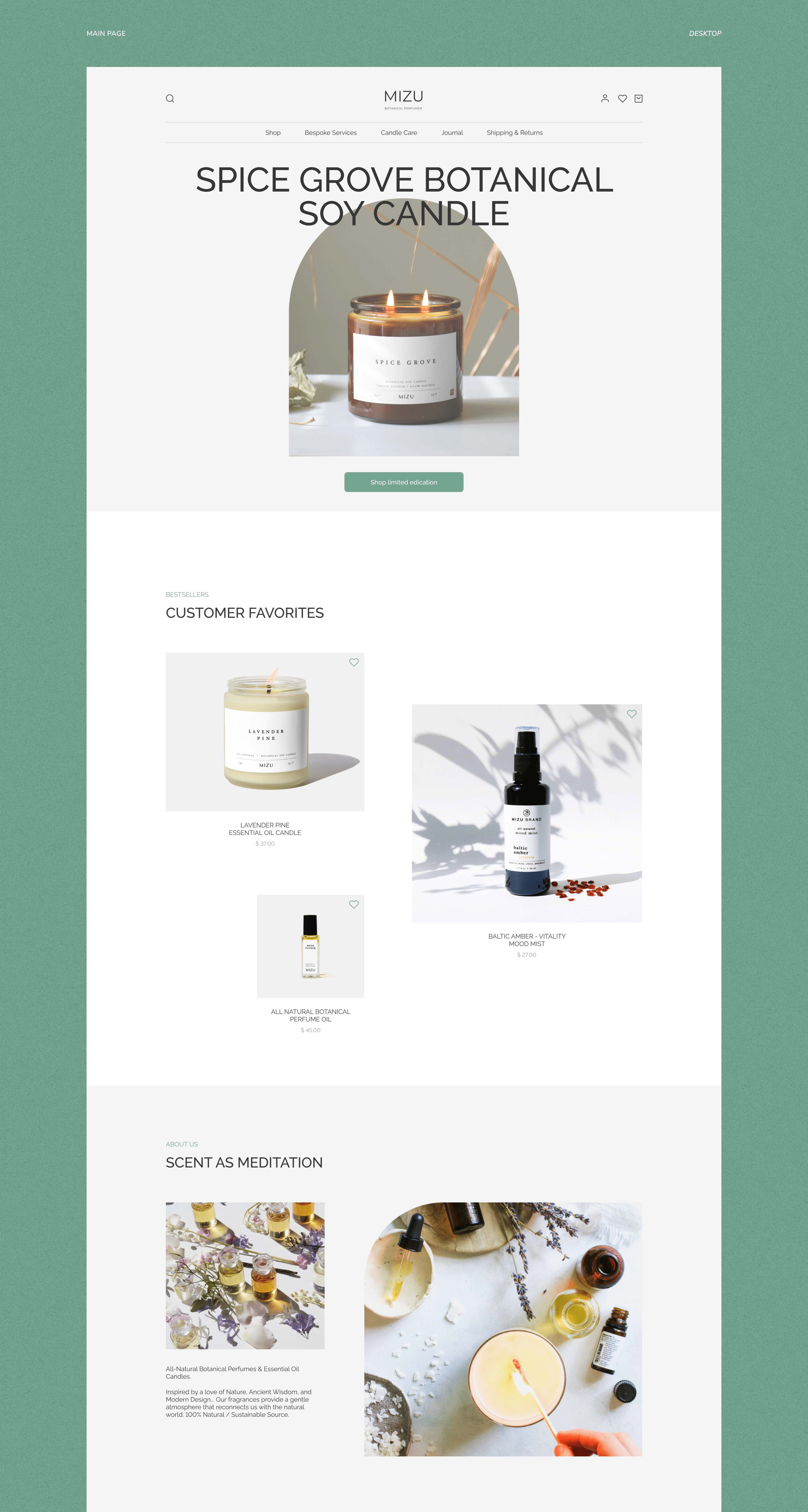 MIZU Botanical perfumer — Изображение №3 — Интерфейсы на Dprofile