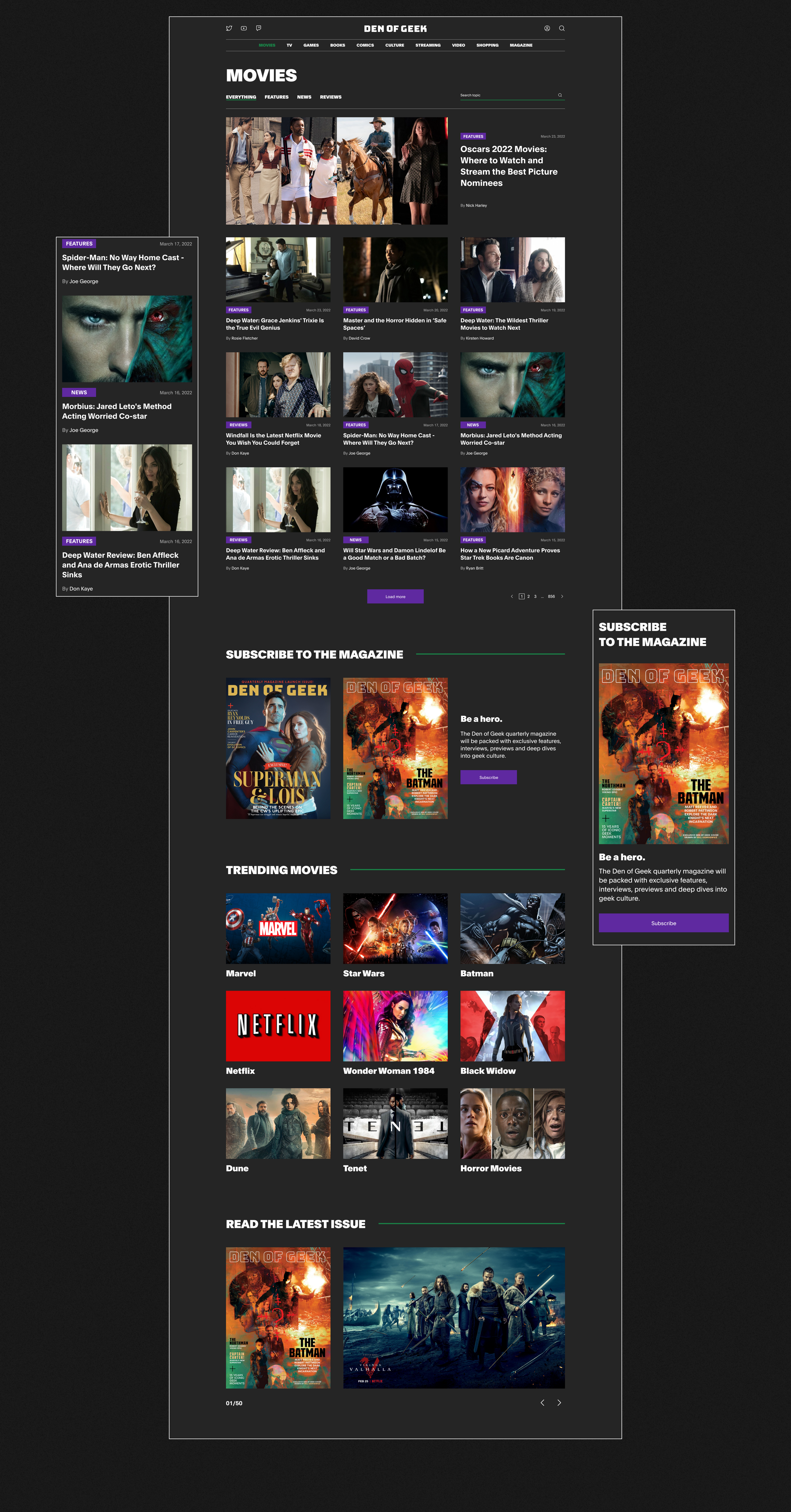DEN OF GEEK | news website redesign — Изображение №4 — Интерфейсы на Dprofile
