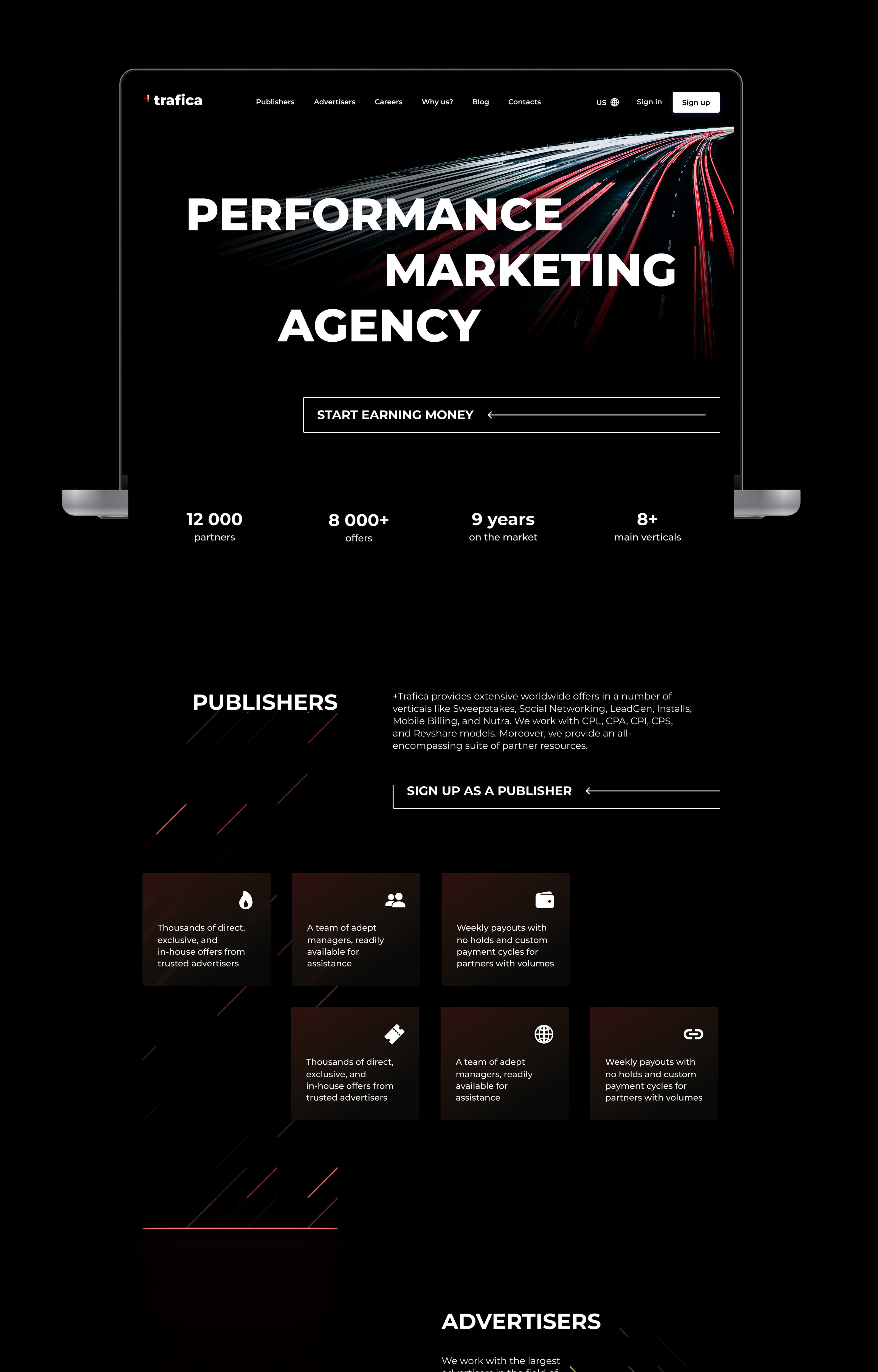 +Trafica | Landing | Marketing Agency — Изображение №4 — Интерфейсы на Dprofile