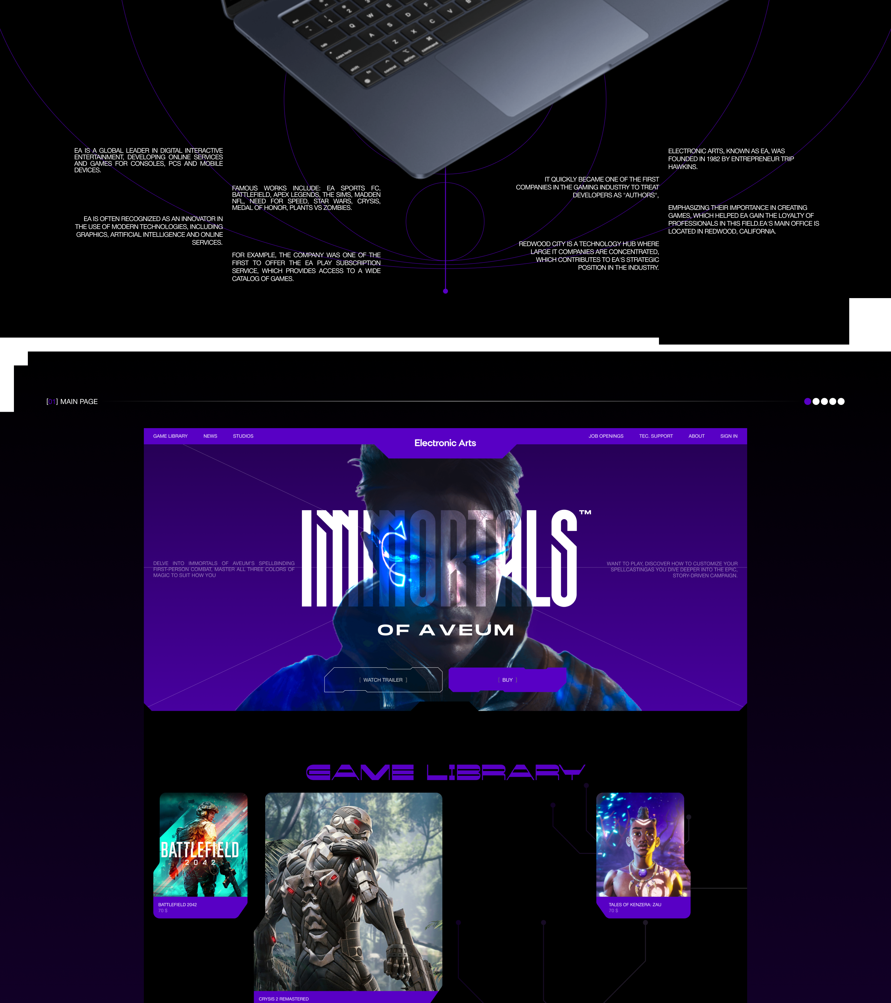 ELECTRONIC ARTS [EA] | Corporate Website — Изображение №2 — Интерфейсы на Dprofile