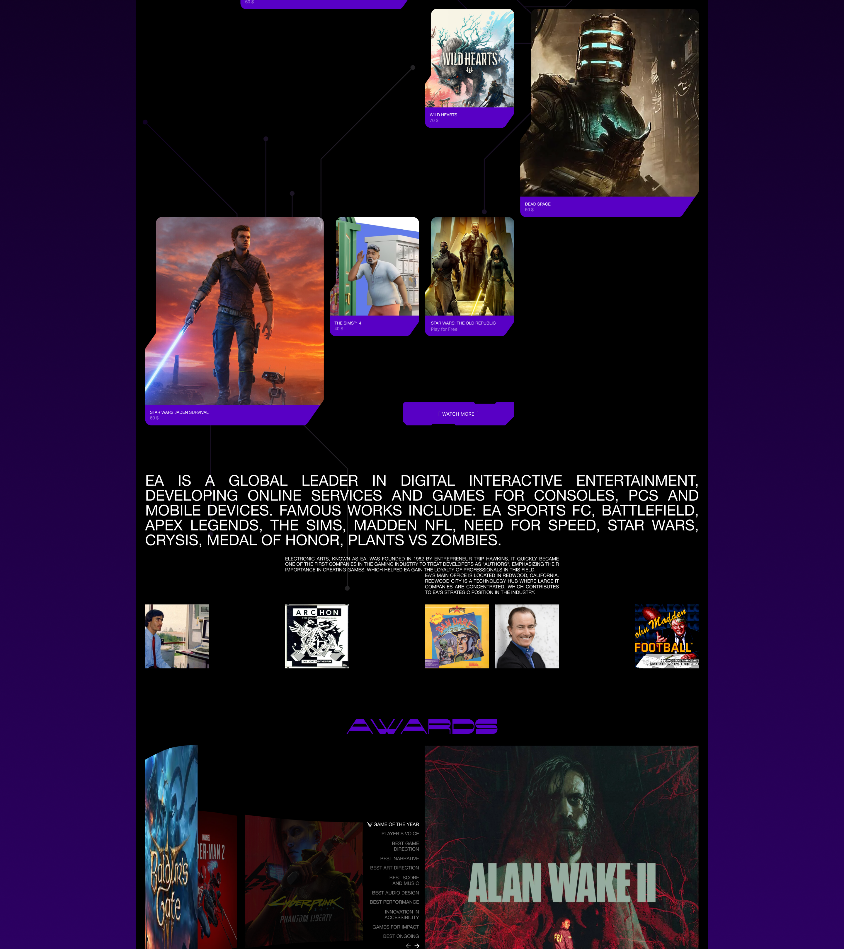 ELECTRONIC ARTS [EA] | Corporate Website — Изображение №3 — Интерфейсы на Dprofile