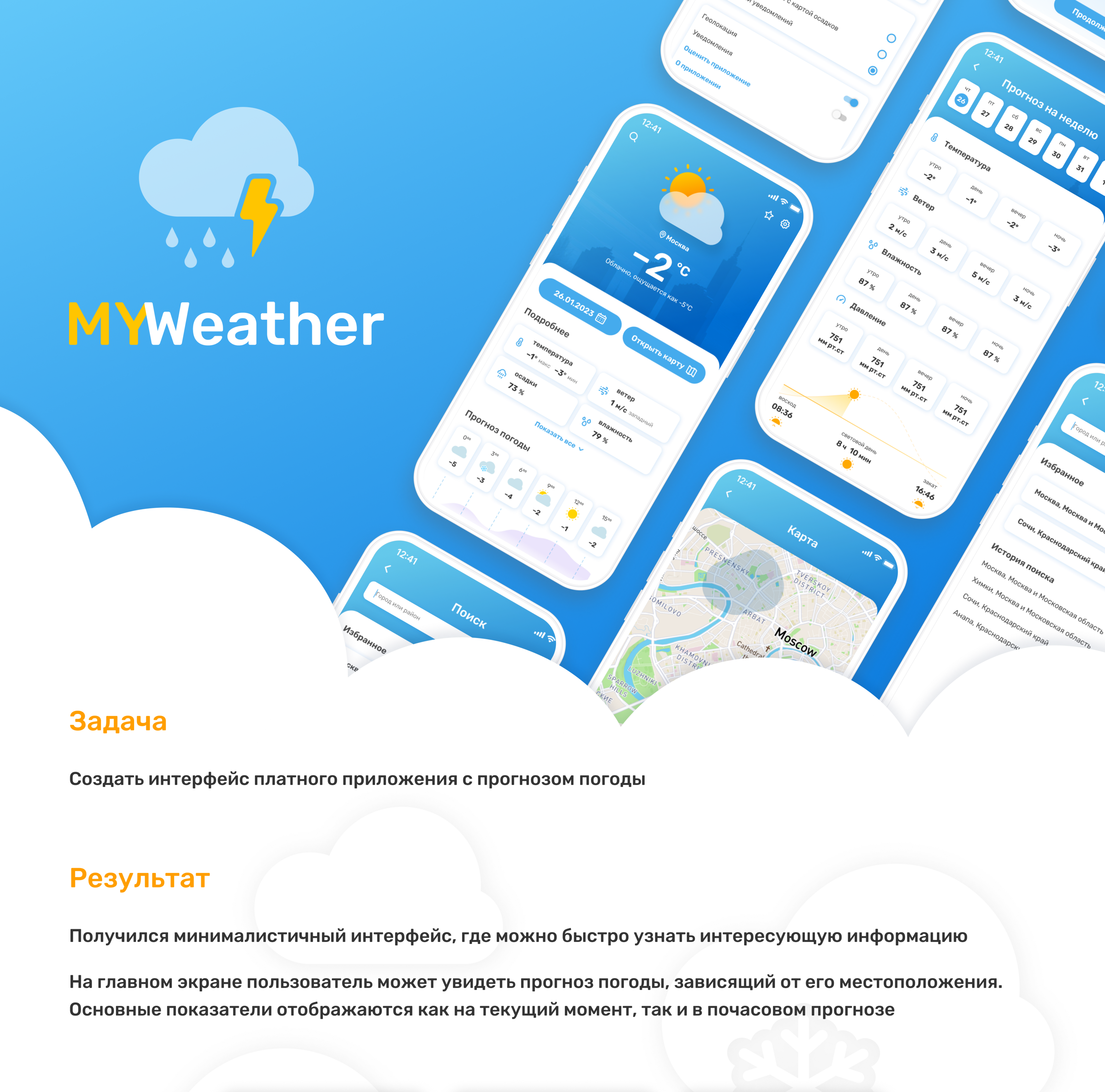Мобильное приложение с прогнозом погоды — Изображение №1 — Интерфейсы на Dprofile