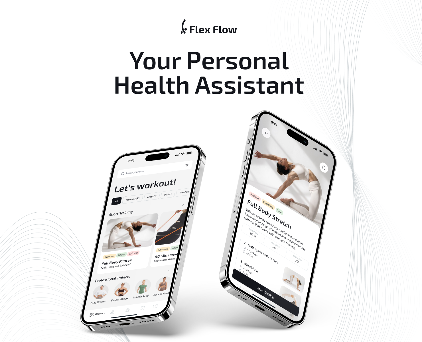 FlexFlow - Fitness Tracker Mobile App UI/UX Design — Интерфейсы на Dprofile