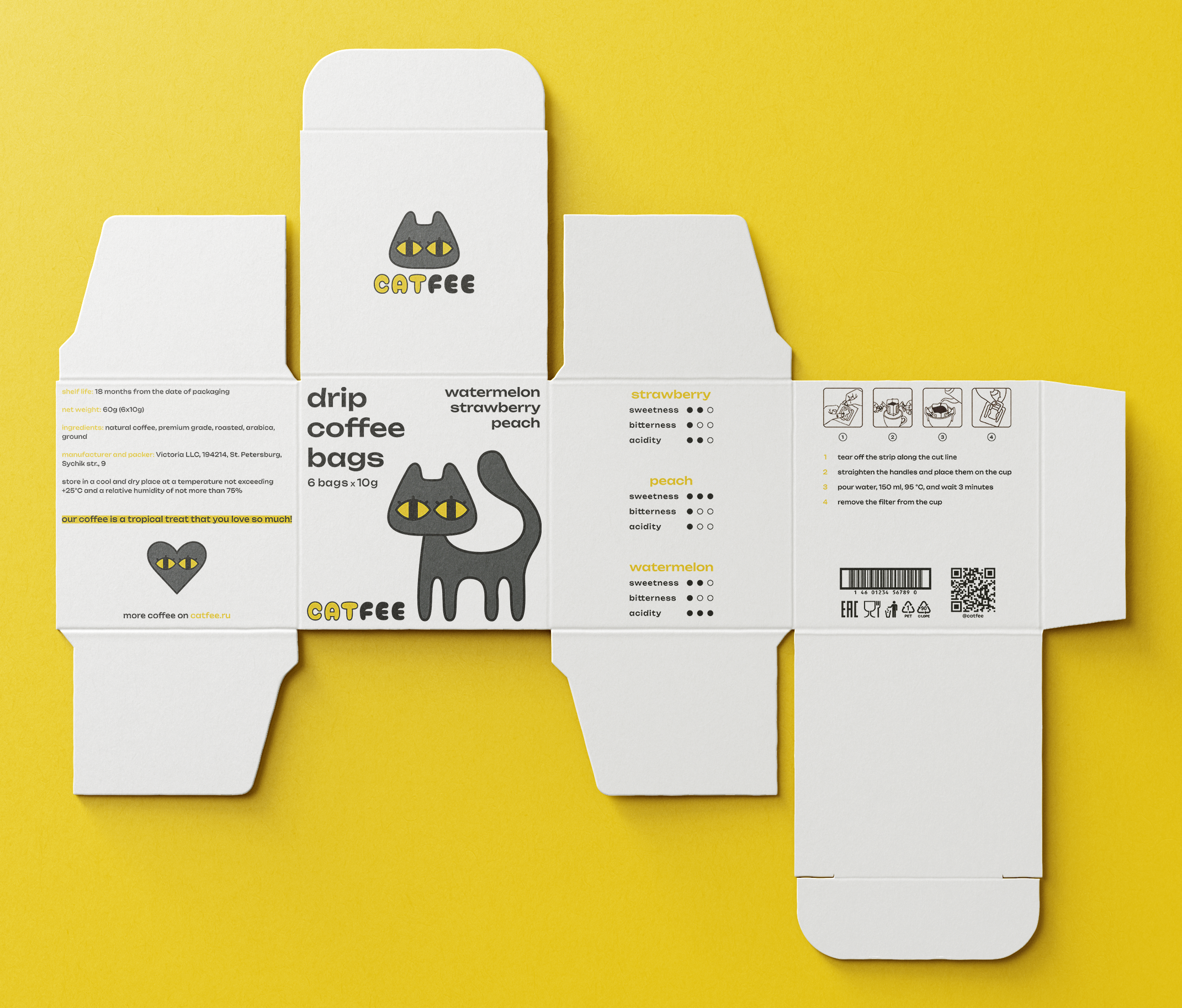 CATFEE Ӏ DRIP COFFEE PACKAGING Ӏ ДРИП КОФЕ — Изображение №5 — Брендинг, Иллюстрация на Dprofile