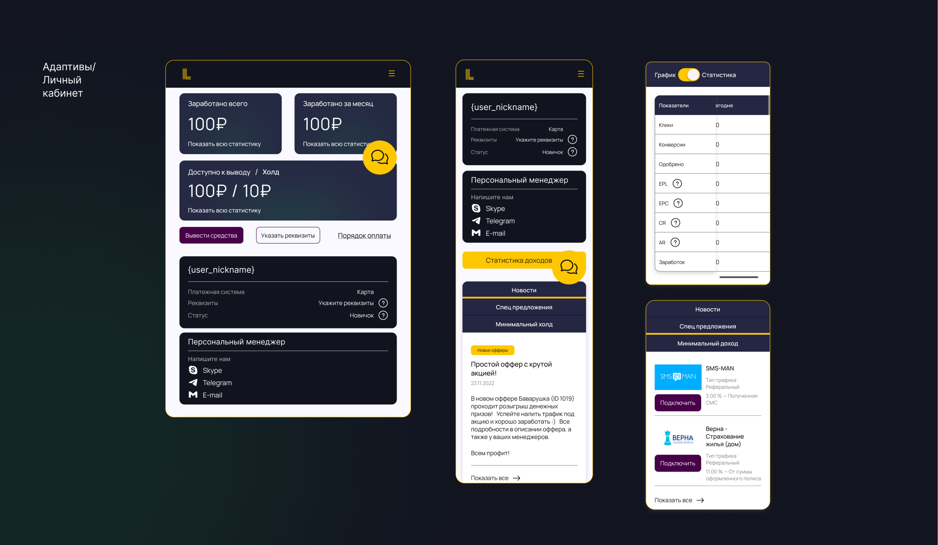 Редизайн сайта и личного кабинета для CPA Liknot | UX/UI — Изображение №29 — Интерфейсы, Брендинг на Dprofile