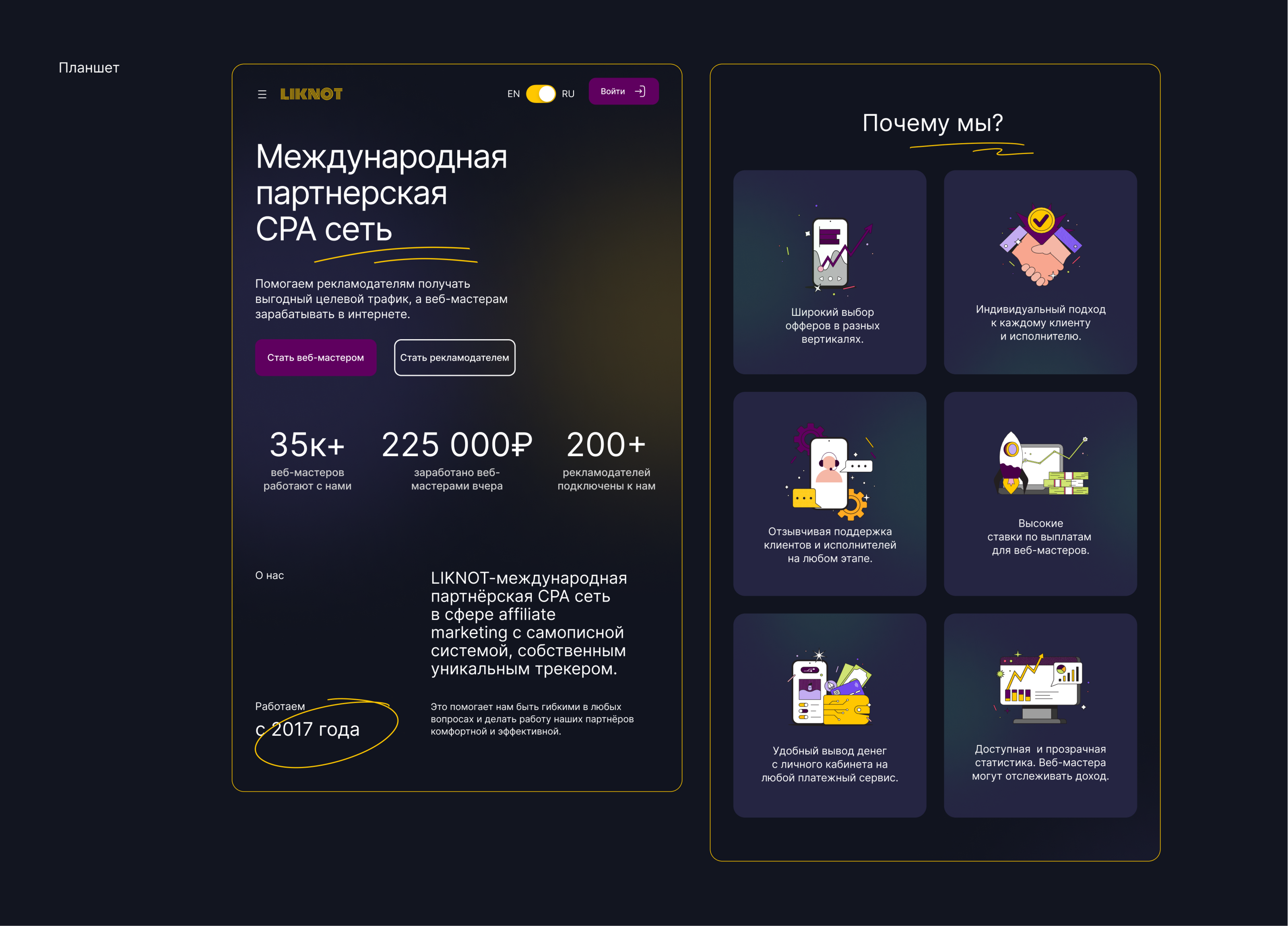 Редизайн сайта и личного кабинета для CPA Liknot | UX/UI — Изображение №22 — Интерфейсы, Брендинг на Dprofile