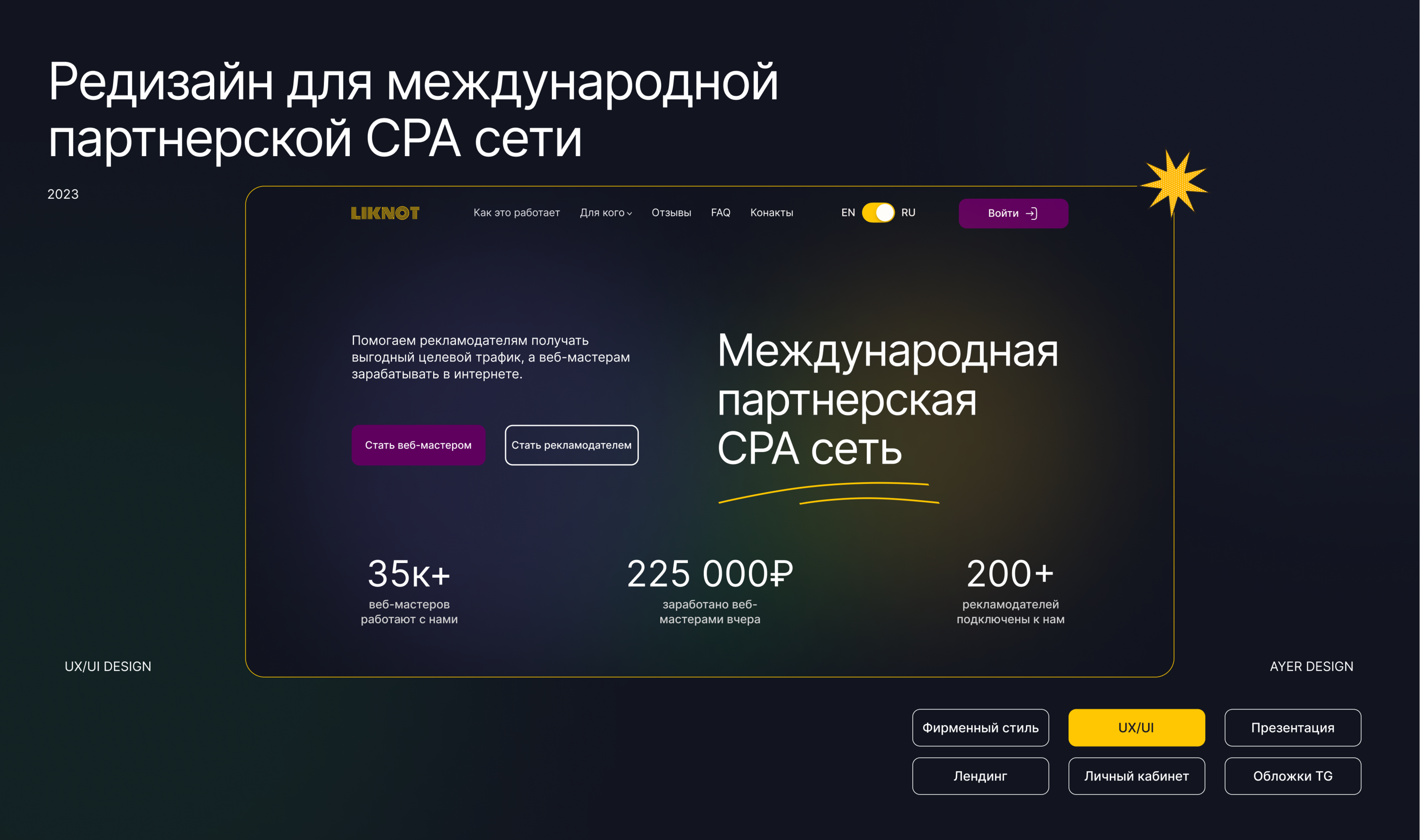 Редизайн сайта и личного кабинета для CPA Liknot | UX/UI — Изображение №1 — Интерфейсы, Брендинг на Dprofile