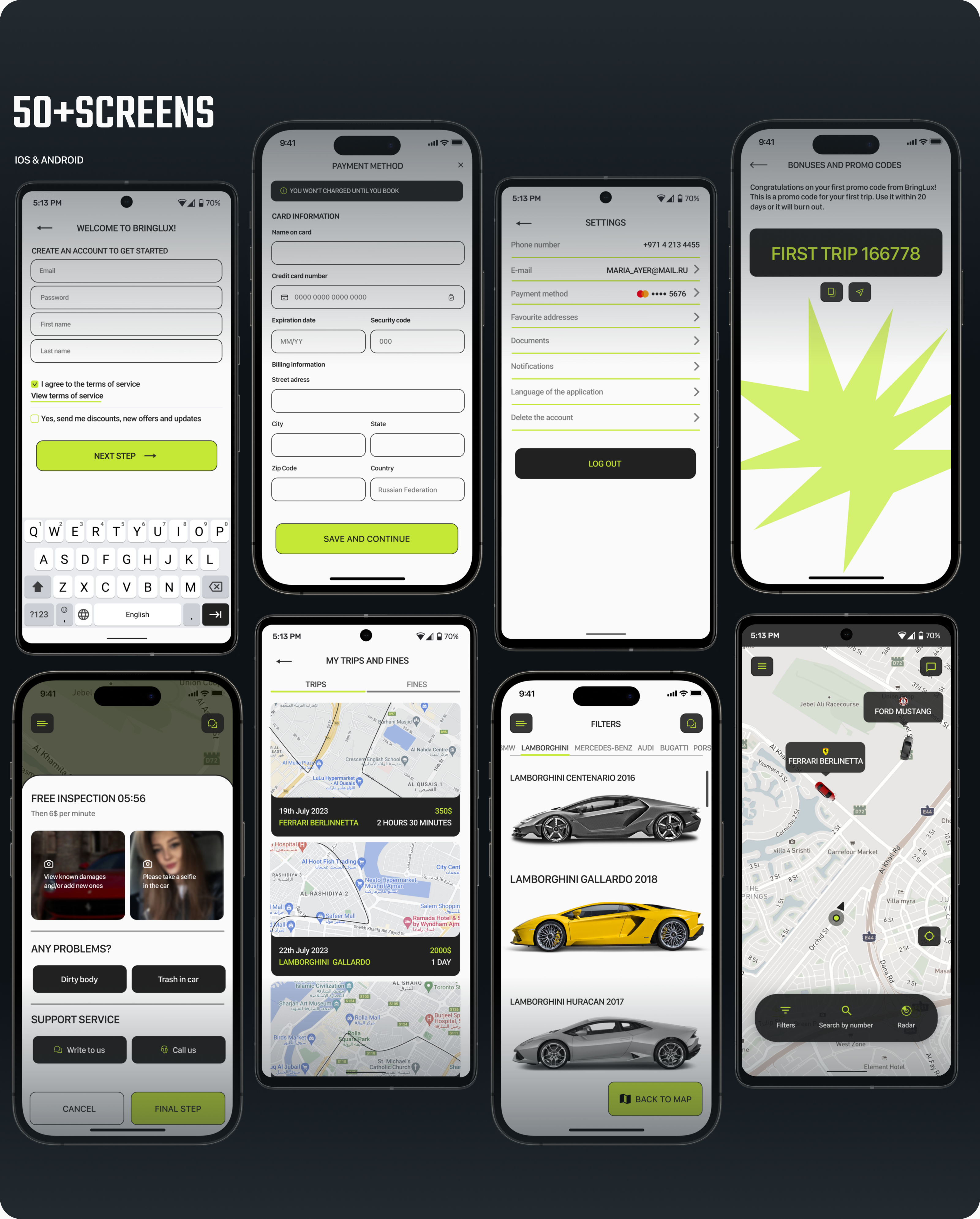 Дизайн мобильного приложения каршеринга Bring Lux | UX/UI — Изображение №24 — Интерфейсы на Dprofile
