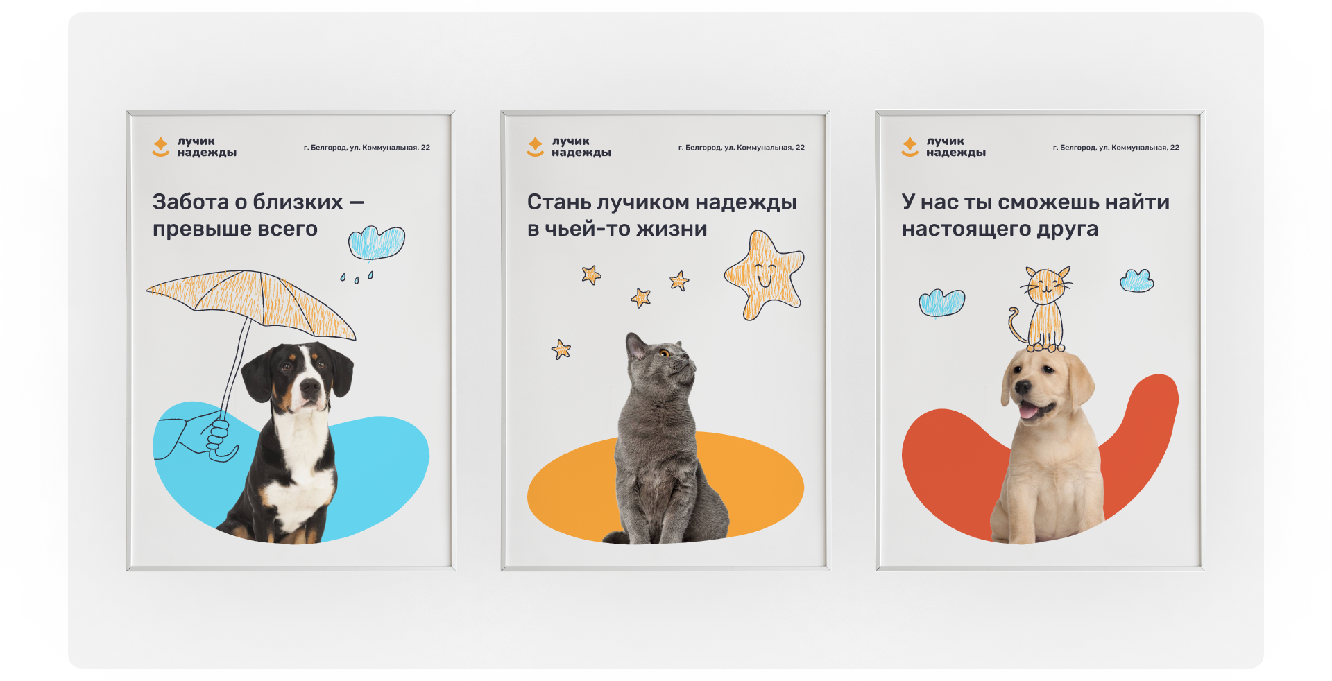 Айдентика приюта для животных «Лучик надежды» — Изображение №13 — Брендинг на Dprofile