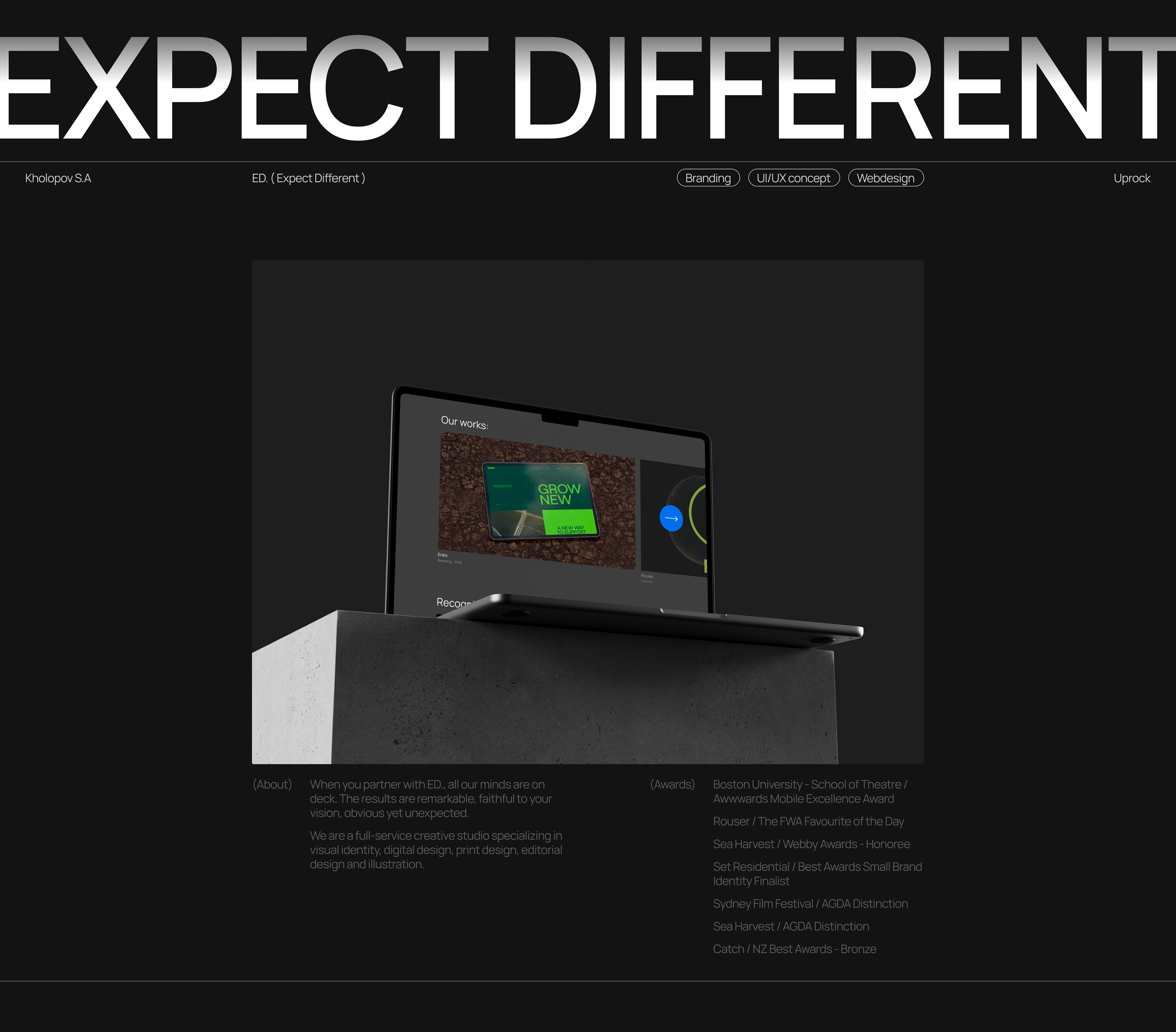 Expect Different | Studio website — Изображение №1 — Интерфейсы на Dprofile