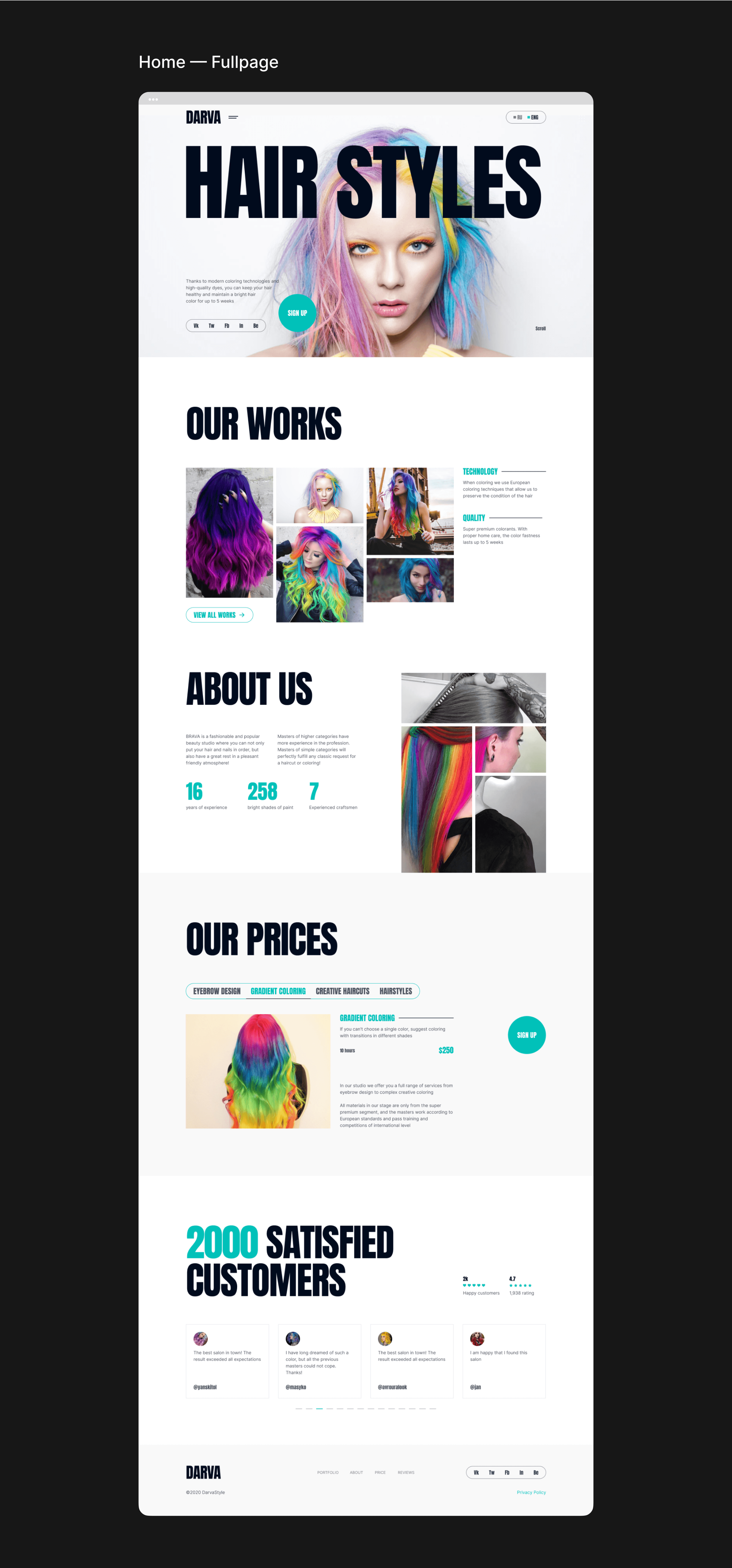 Дизайн сайта студии креативного окрашивания «DARVA» — Изображение №6 — Интерфейсы на Dprofile