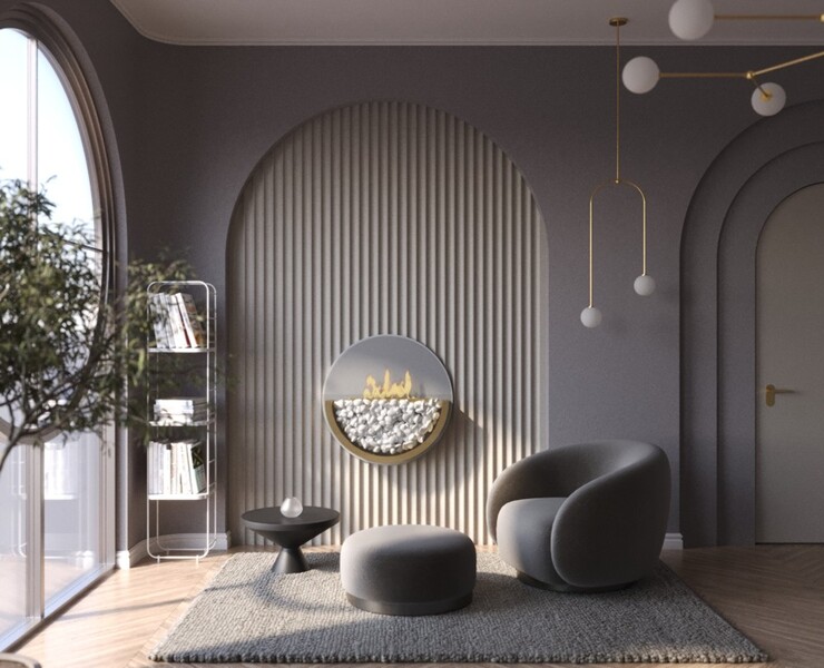 Проект комнаты с камином — 3D на Dprofile