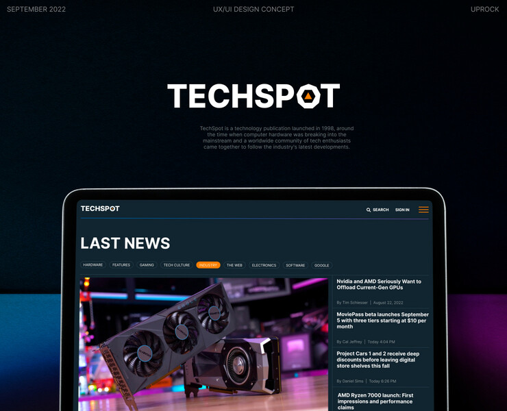 Techspot news site — Интерфейсы на Dprofile