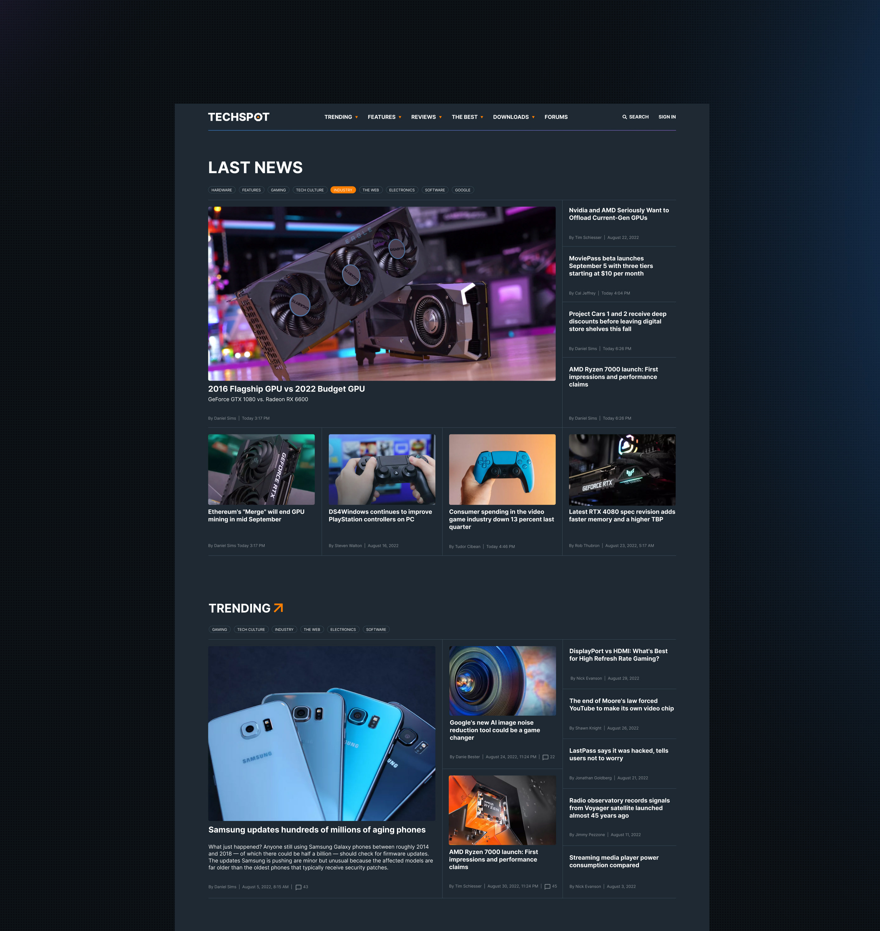 Techspot news site — Изображение №2 — Интерфейсы на Dprofile