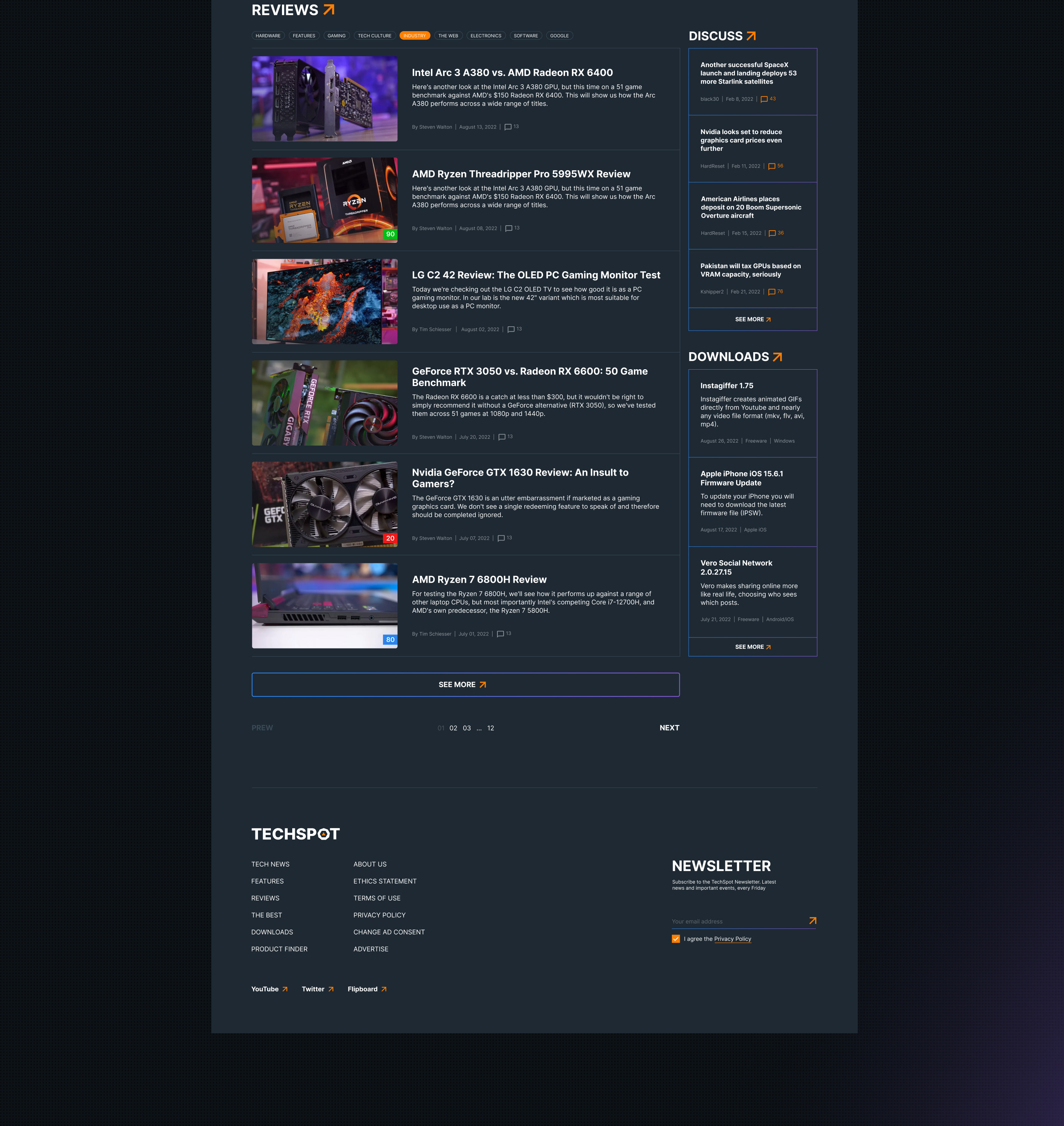 Techspot news site — Изображение №5 — Интерфейсы на Dprofile