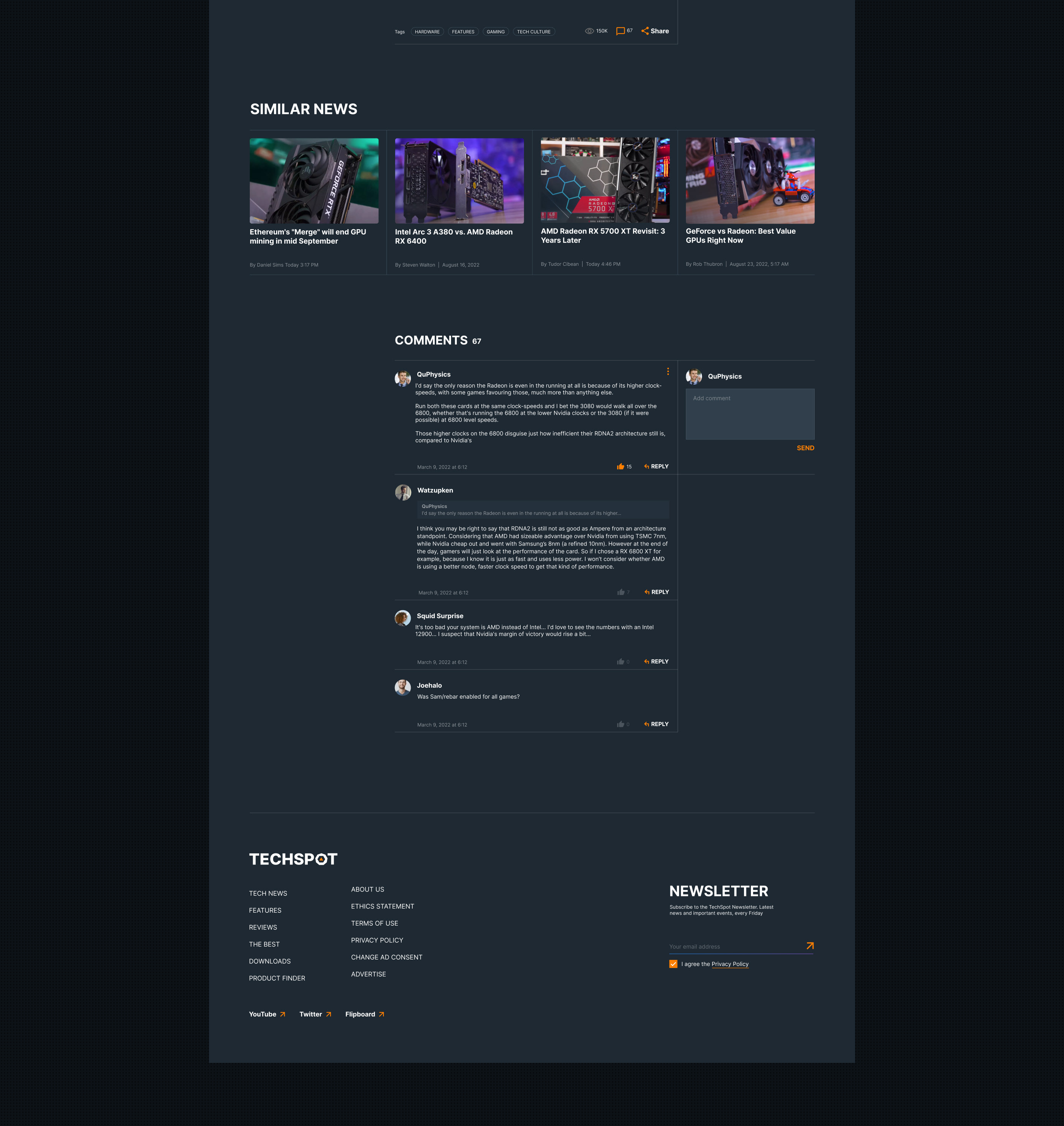Techspot news site — Изображение №9 — Интерфейсы на Dprofile