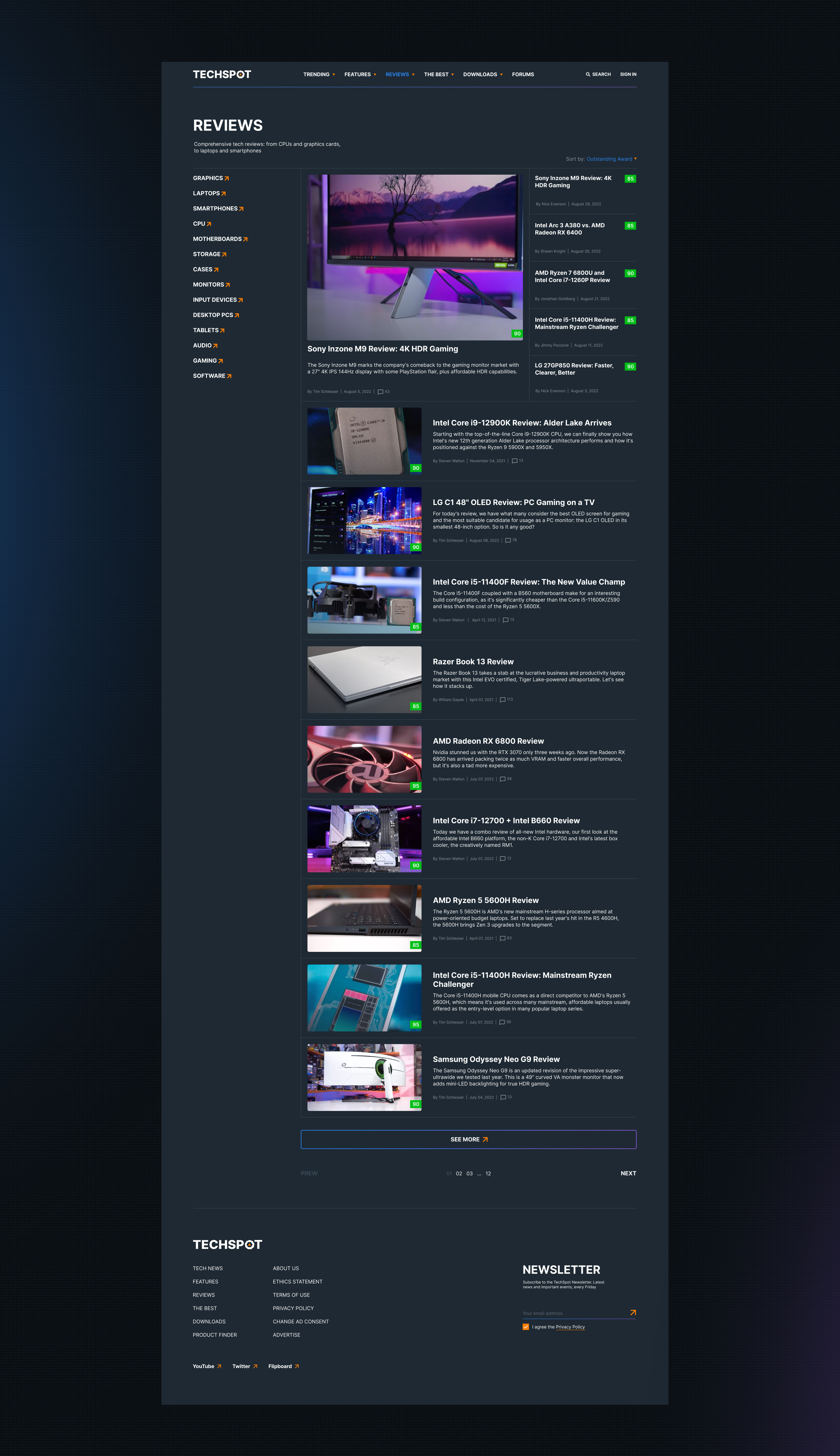 Techspot news site — Изображение №11 — Интерфейсы на Dprofile