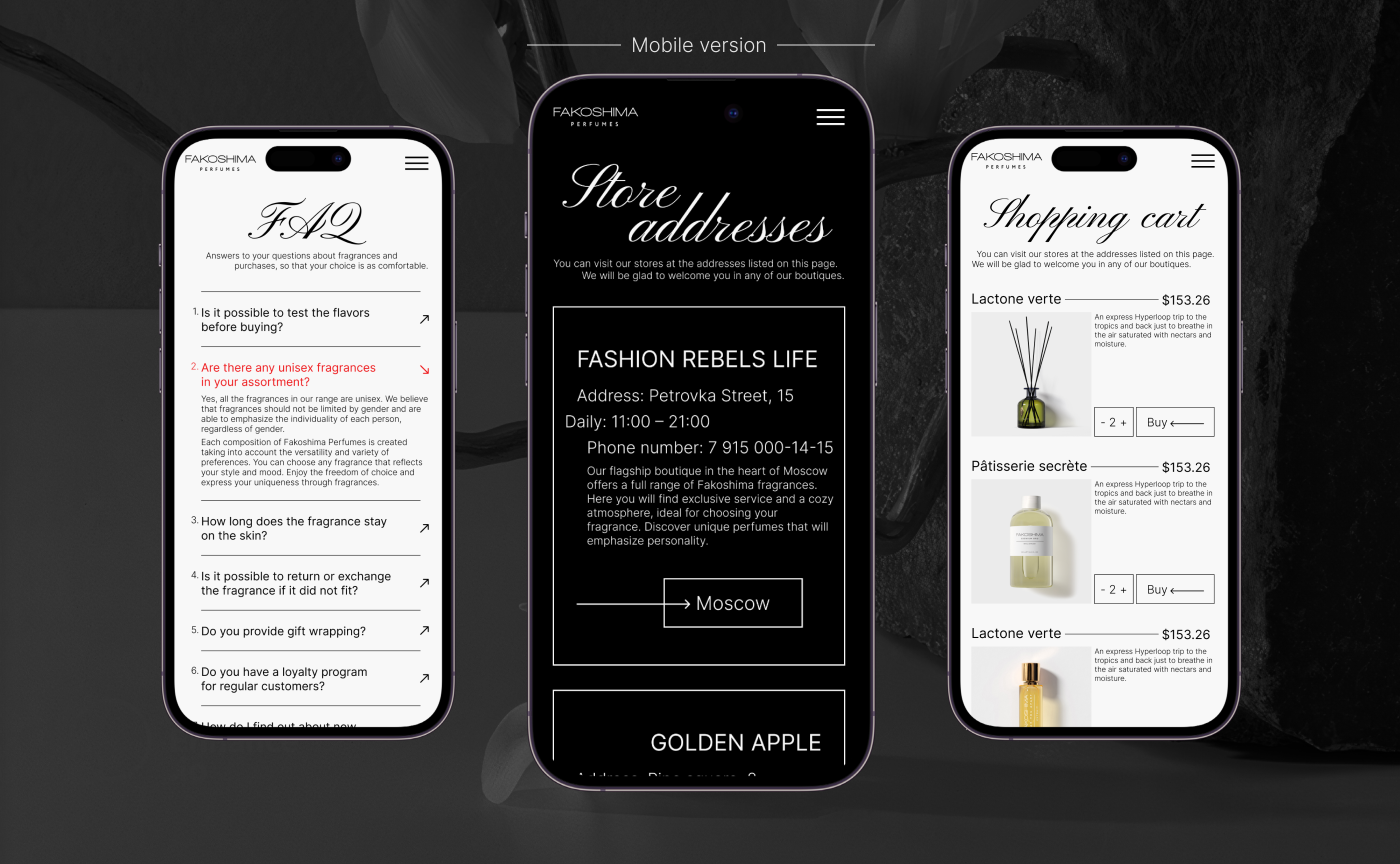 Perfume boutique «Fakoshima Perfumes» — Изображение №11 — Интерфейсы на Dprofile
