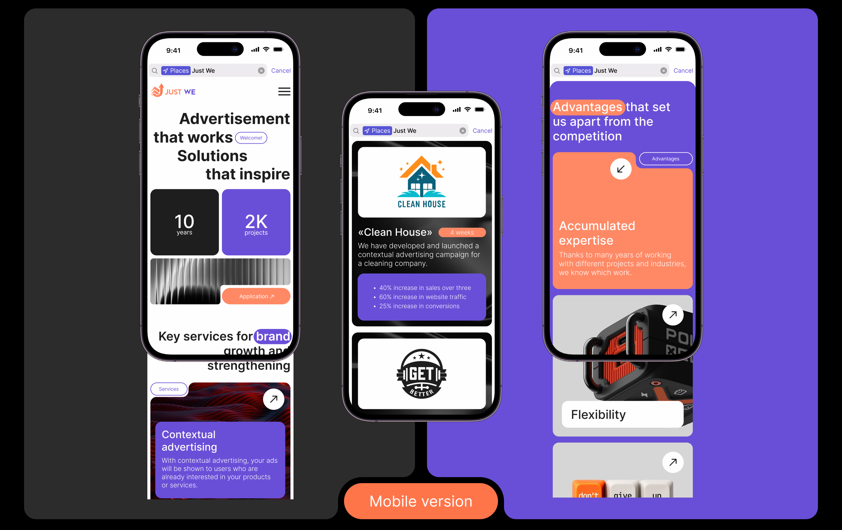 Internet advertising agency «Just We» — Изображение №4 — Интерфейсы на Dprofile