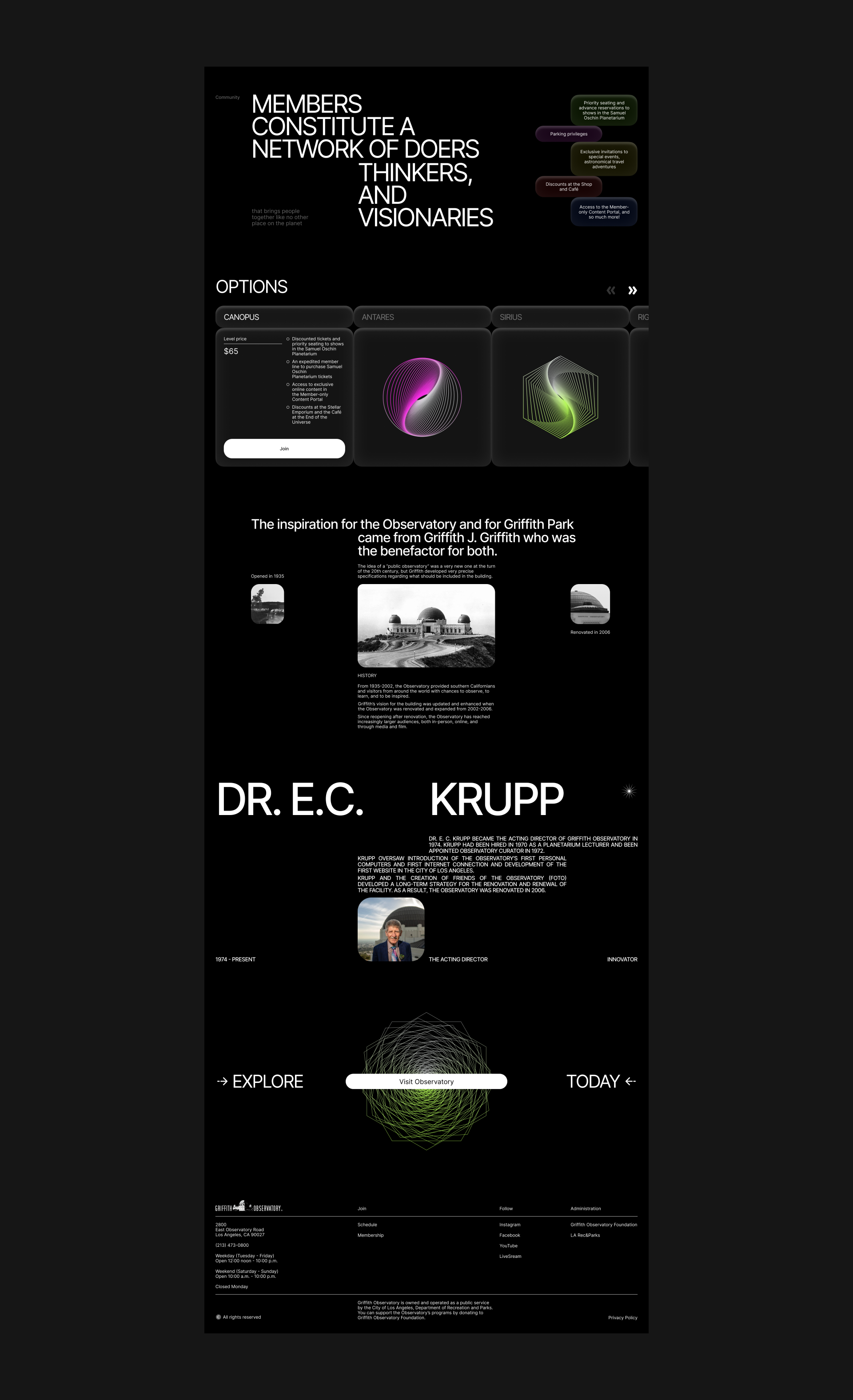 Griffith Observatory | Website Redesign — Изображение №6 — Интерфейсы, Брендинг на Dprofile