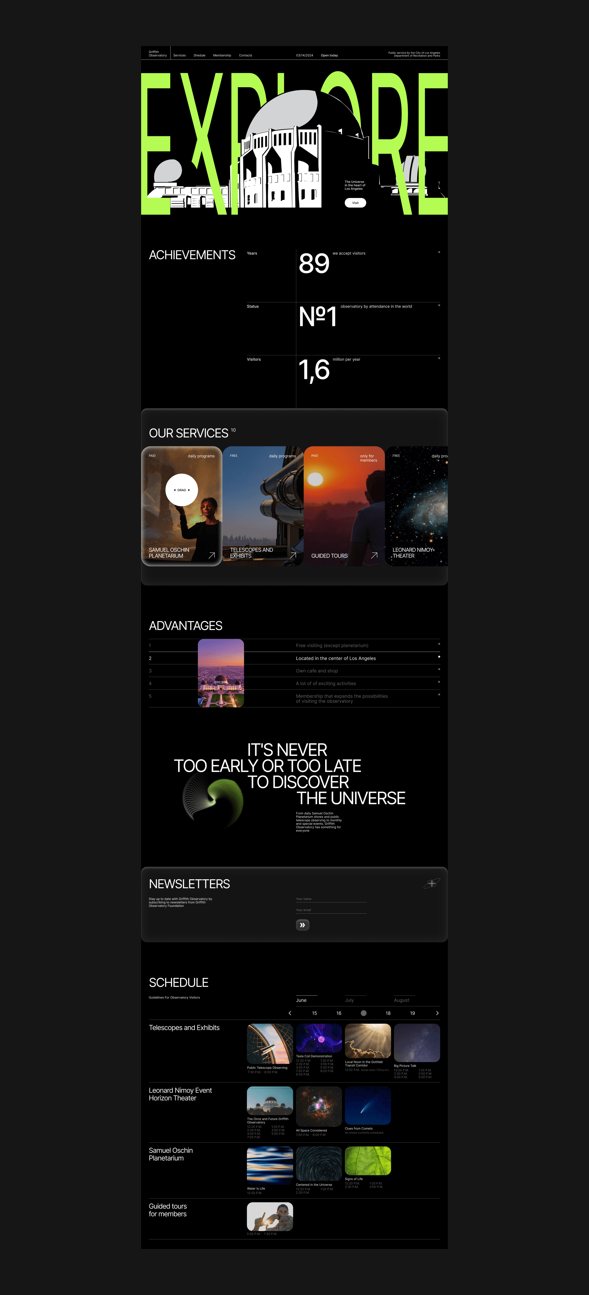 Griffith Observatory | Website Redesign — Изображение №4 — Интерфейсы, Брендинг на Dprofile