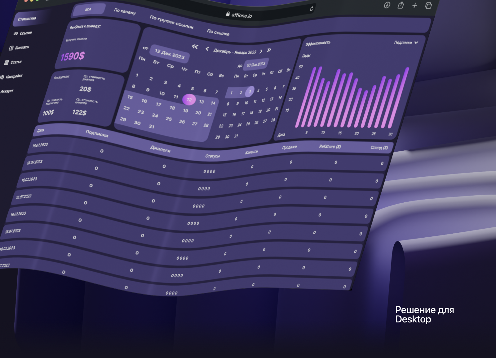 Дизайн партнерской СРА сети Affione — Изображение №18 — Интерфейсы, 3D на Dprofile