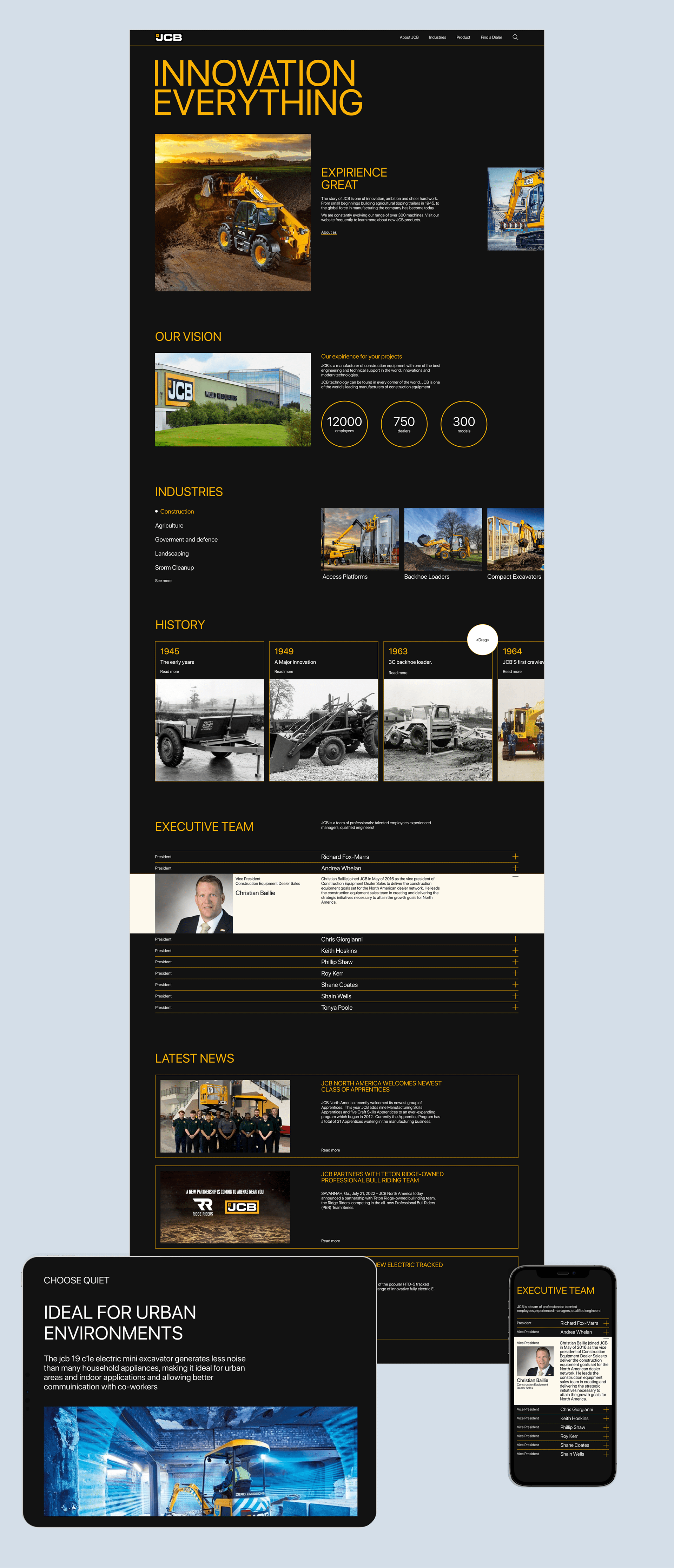 JCB | Corporate Website Redesign — Изображение №4 — Интерфейсы, Брендинг на Dprofile