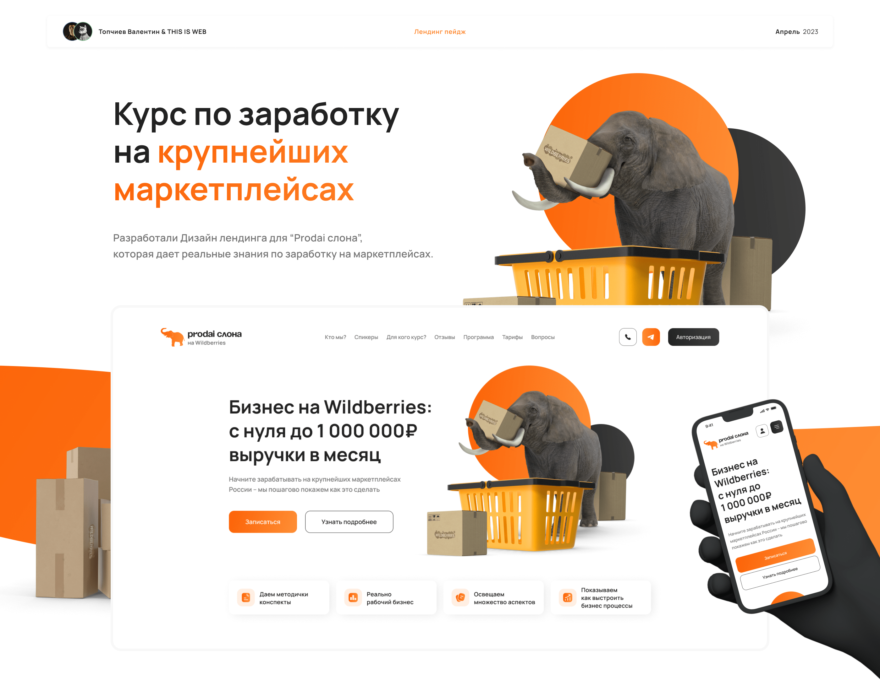 Prodai слона - курс по выходу на wildberries — Изображение №1 — Интерфейсы, Брендинг на Dprofile