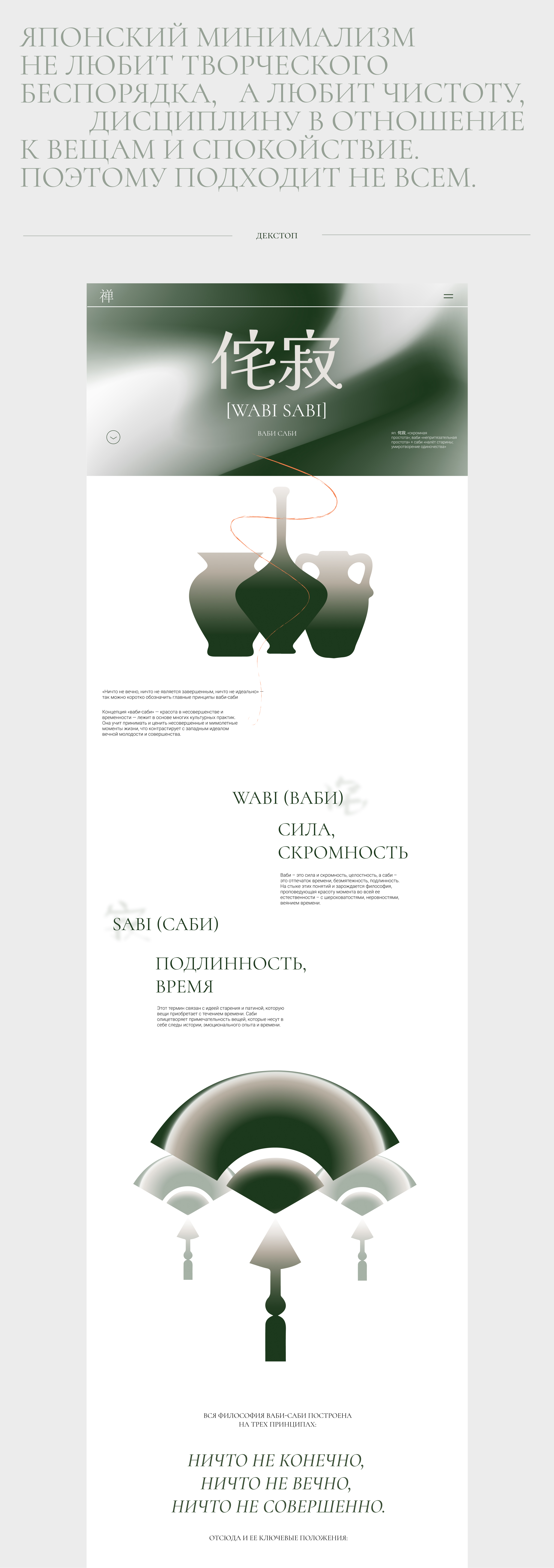 Разработка сайта "Философия японского минимализма" — Изображение №3 — Интерфейсы, Брендинг на Dprofile