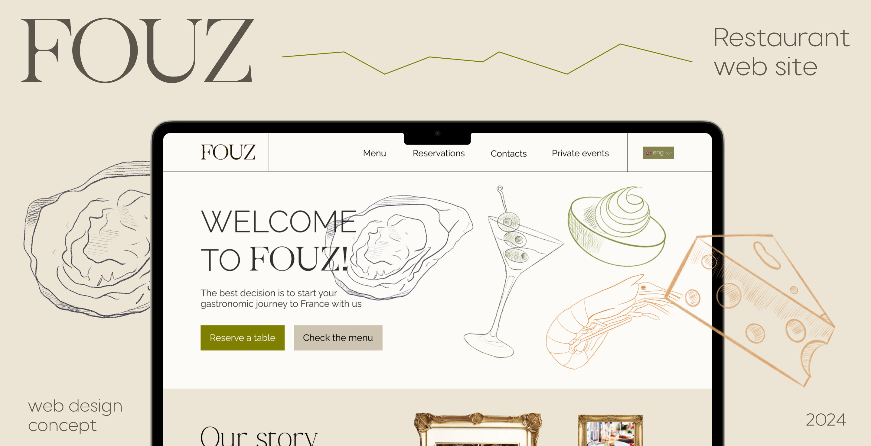 FOUZ / сайт для ресторана — Изображение №1 — Интерфейсы, Брендинг на Dprofile