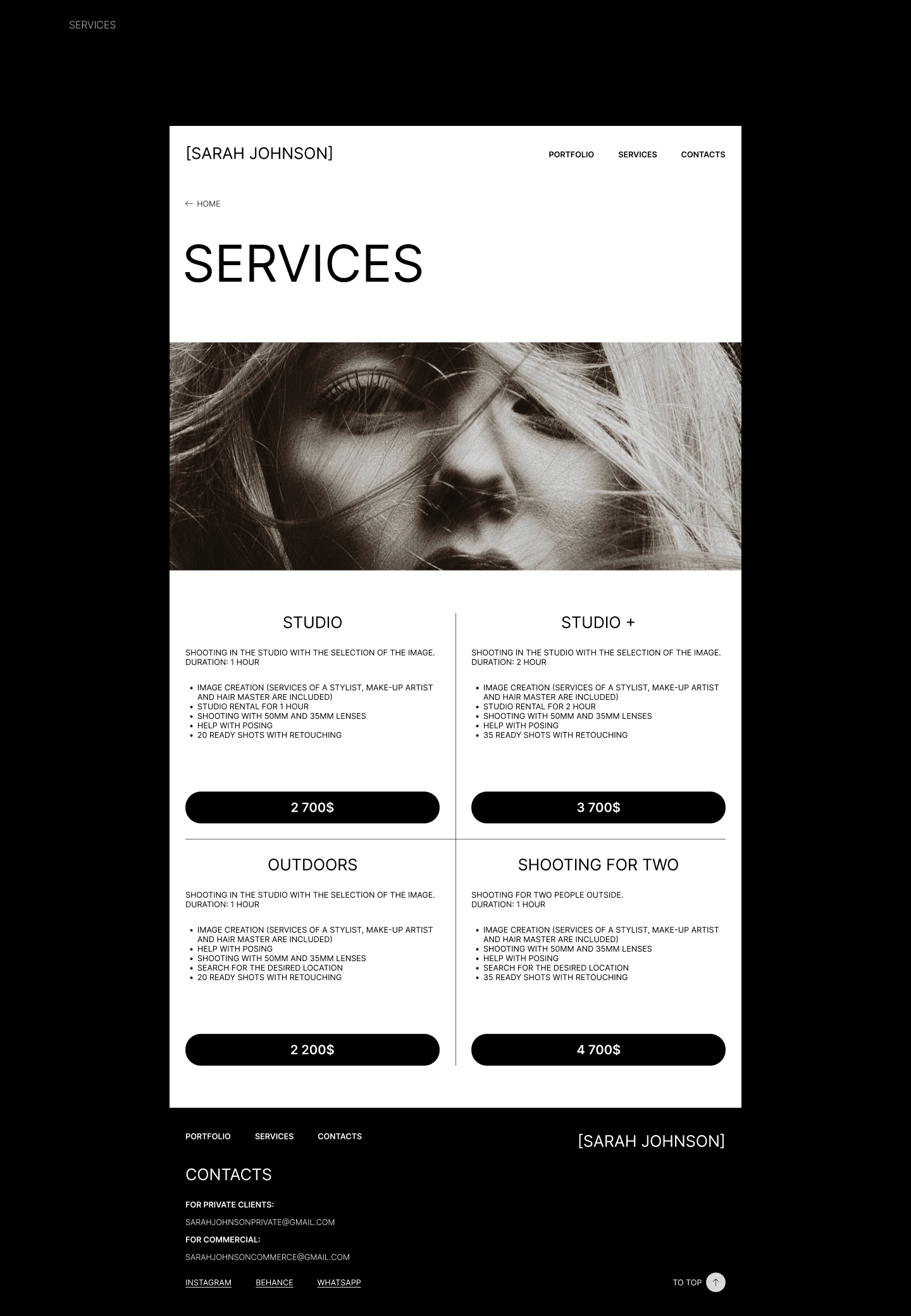 PHOTOGRAPHER SARAH JOHNSON WEBDESIGN CONCEPT — Изображение №7 — Интерфейсы, Анимация на Dprofile