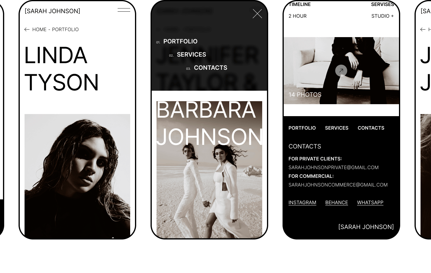 PHOTOGRAPHER SARAH JOHNSON WEBDESIGN CONCEPT — Изображение №10 — Интерфейсы, Анимация на Dprofile
