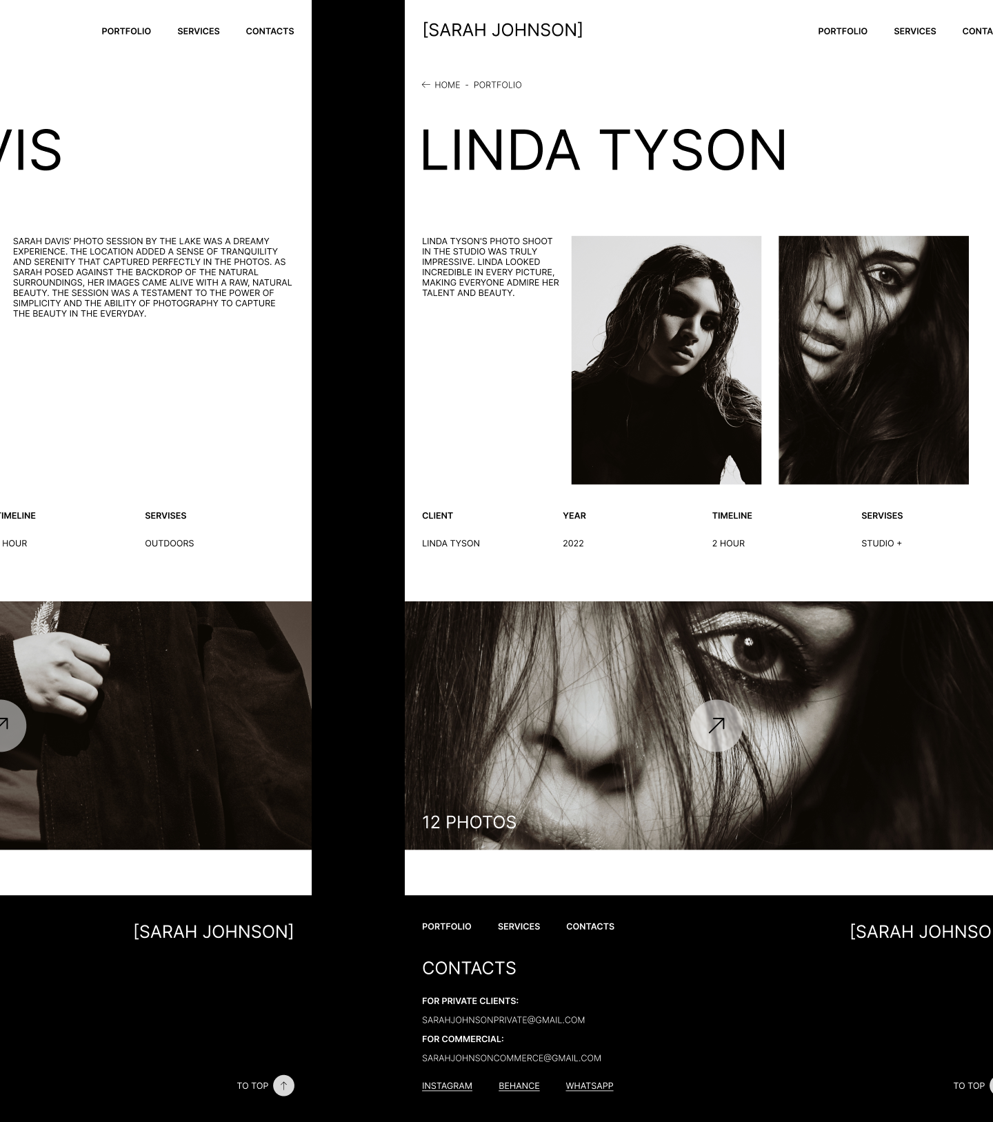 PHOTOGRAPHER SARAH JOHNSON WEBDESIGN CONCEPT — Изображение №15 — Интерфейсы, Анимация на Dprofile